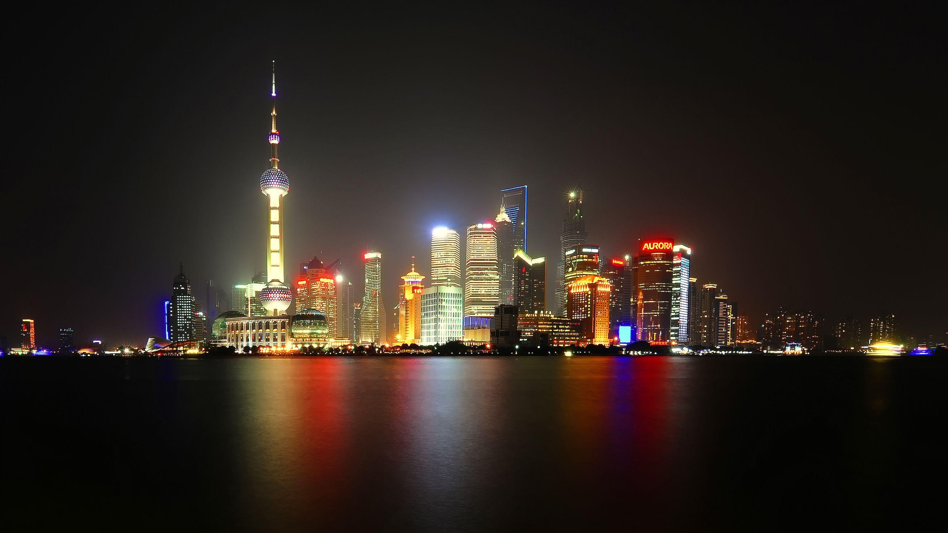 3072x1728 shanghai, Night, Lights Wallpaper HD / Desktop and Mobile Background