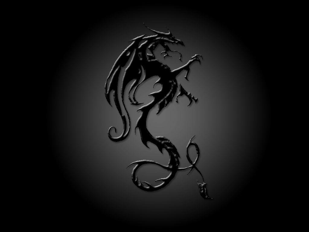 1024x768 Black And White Dragon Wallpaper