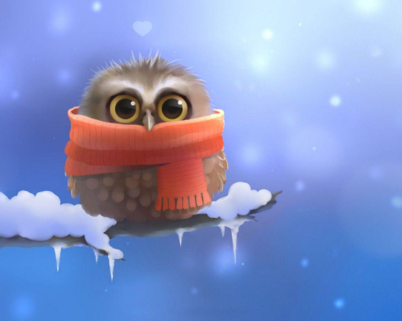 1280x1024 Christmas Owl Desktop Wallpaper