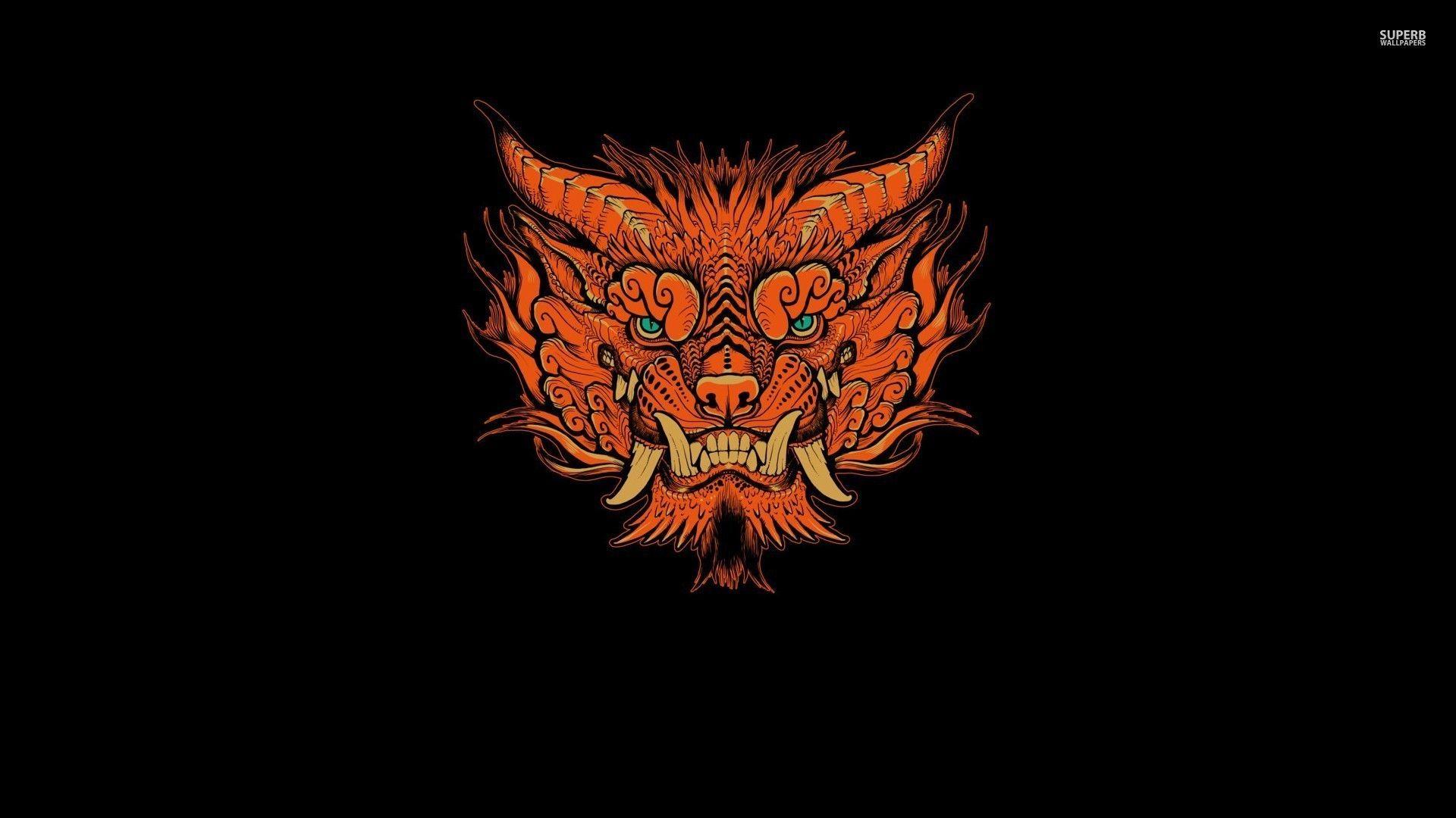 1920x1080 Chinese guardian lion wallpaper. Animated wallpaper for mobile, Black background, Aggressive dog