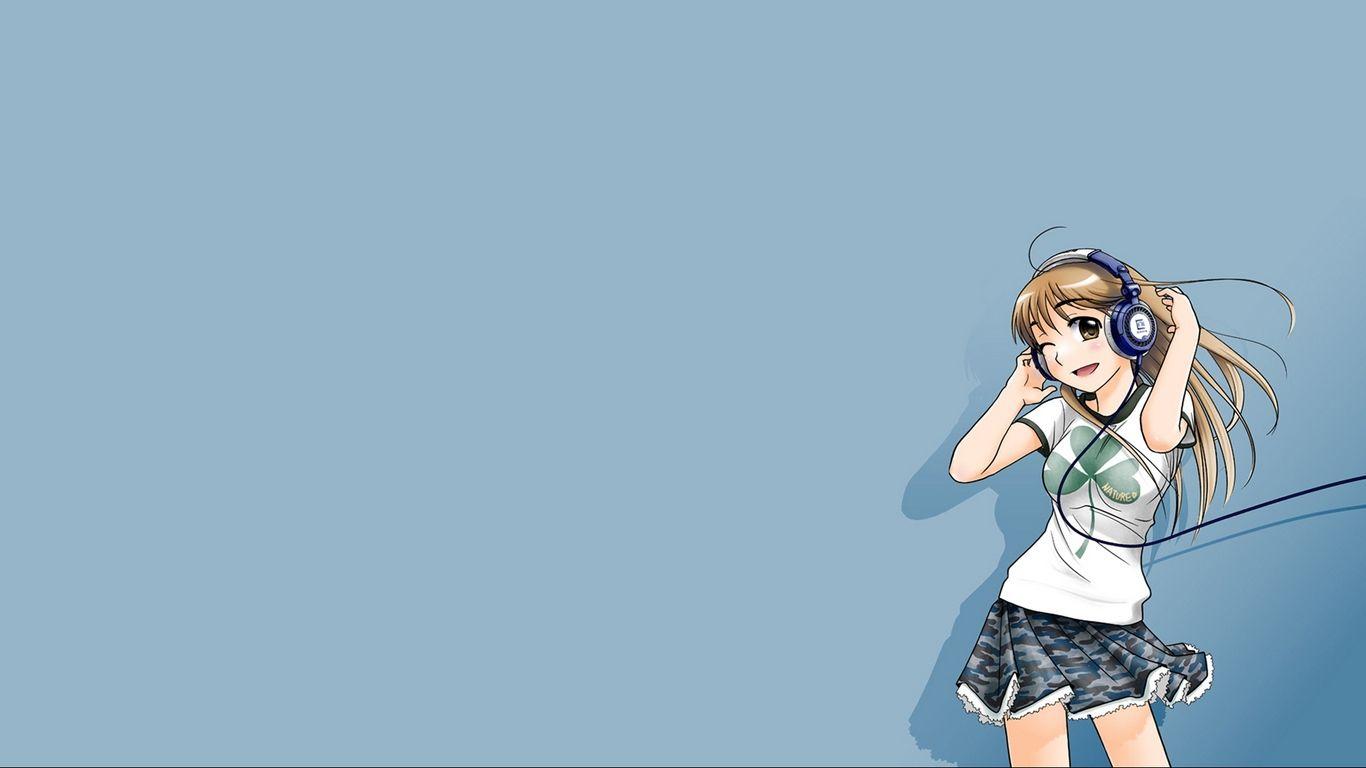 1366x768 Wallpaper Anime, Girl, Fun, Music, Headphones Anime Wallpaper For Laptop