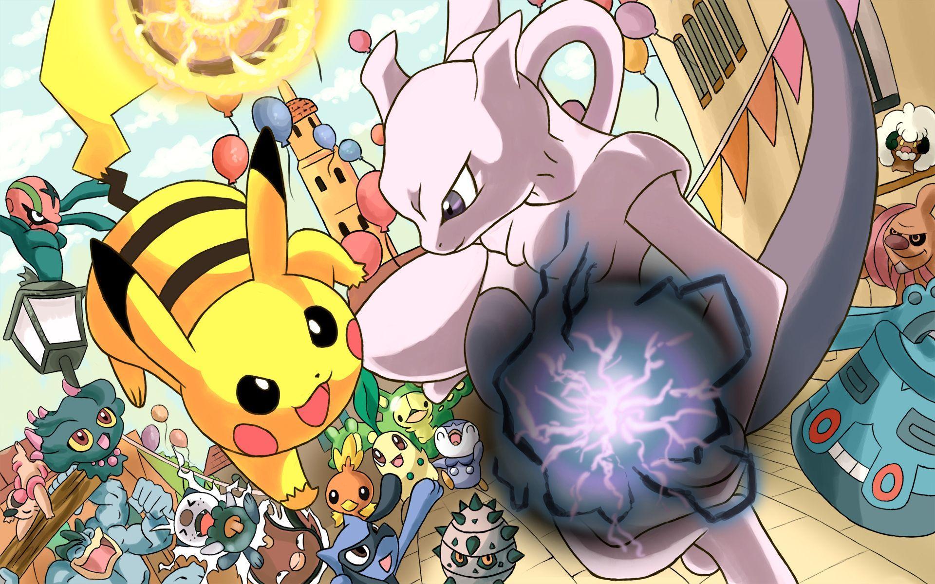 1920x1200 Pikachu Vs Mewtwo Wallpaper