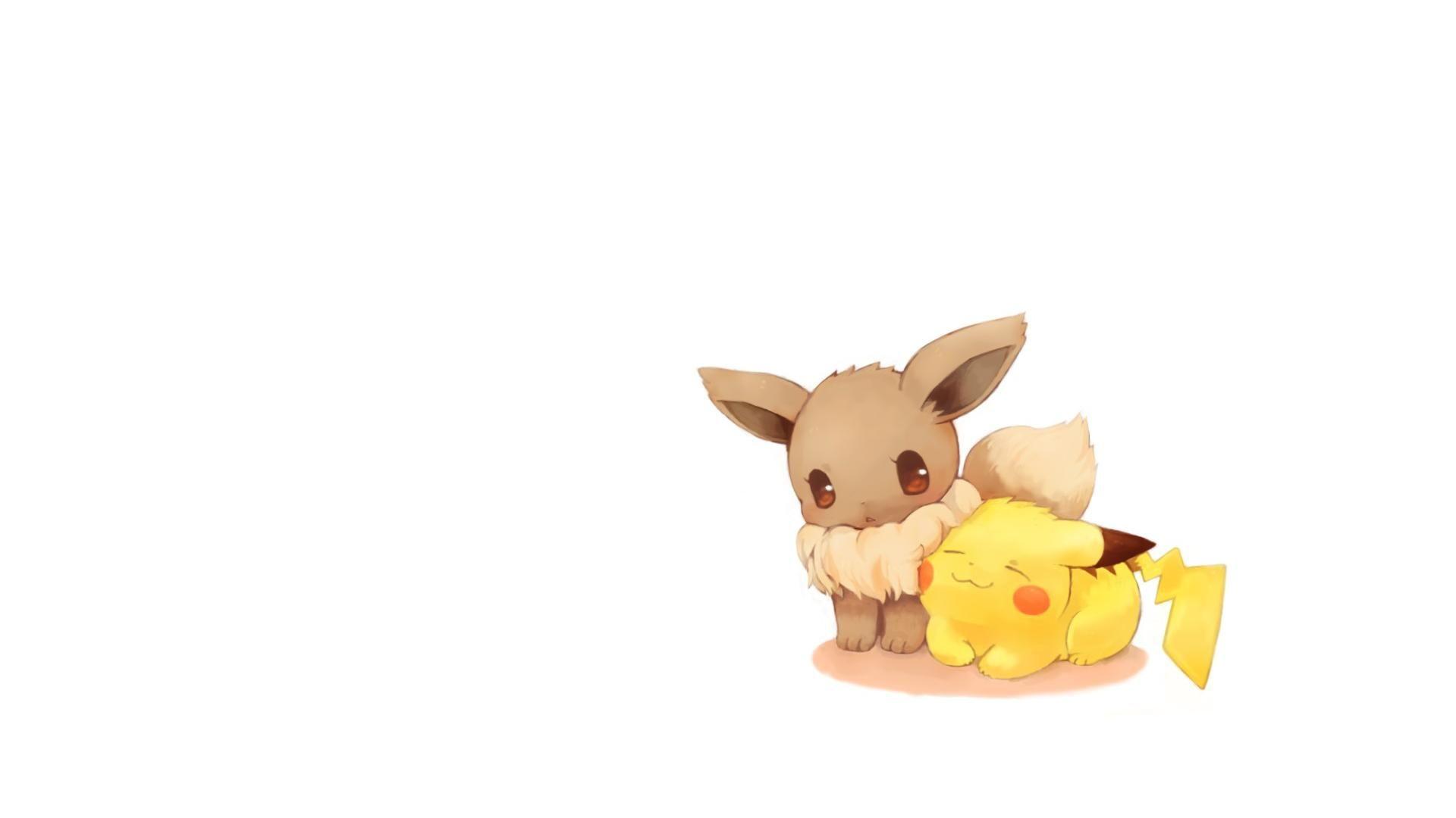 1920x1080 Cute Pikachu and Eevee Wallpaper