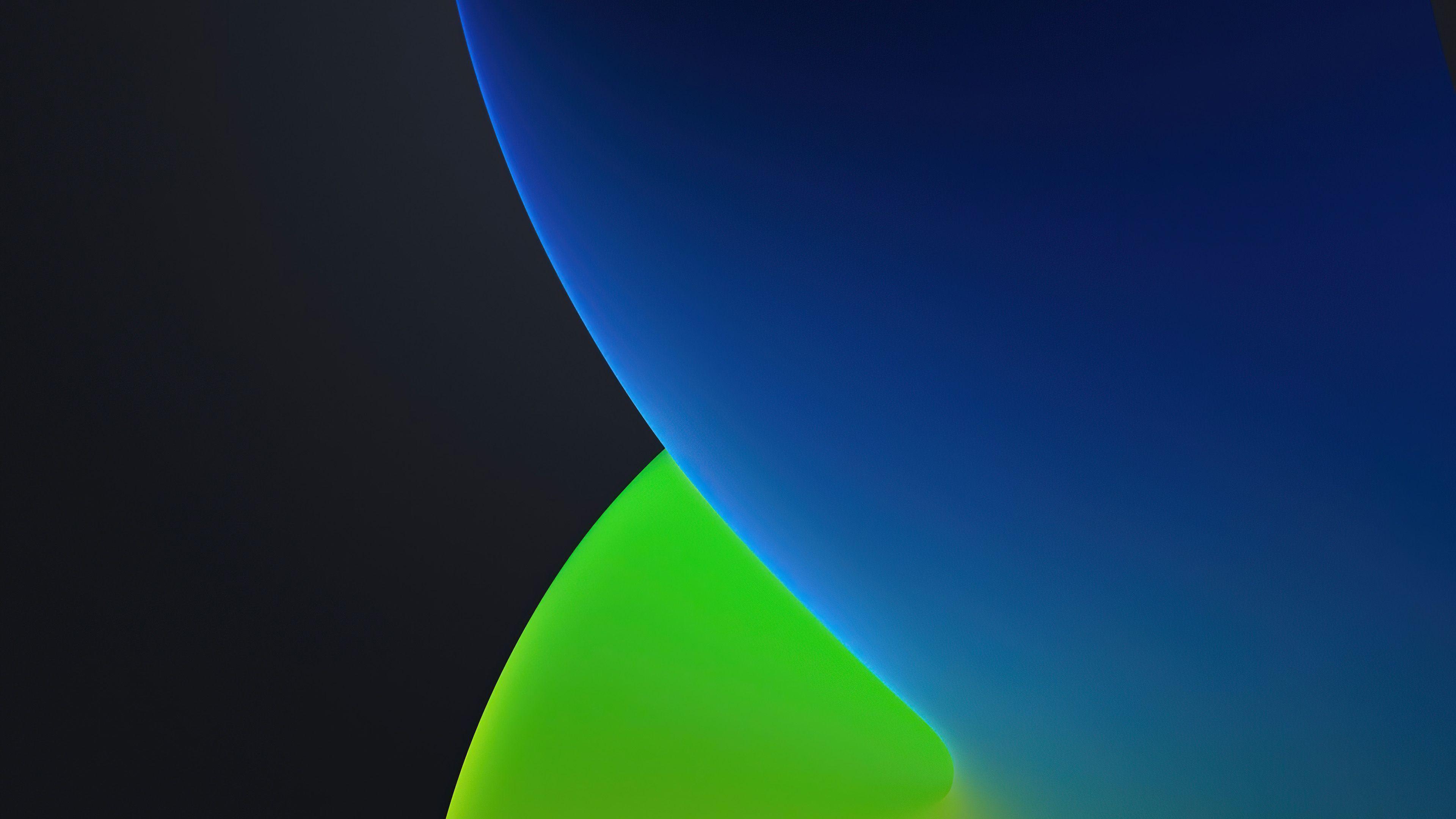 3840x2160 Ios 14 WWDC 2020 iPhone 12 iPados Dark Blue And Light Green Stock 4K HD Abstract Wallpaper