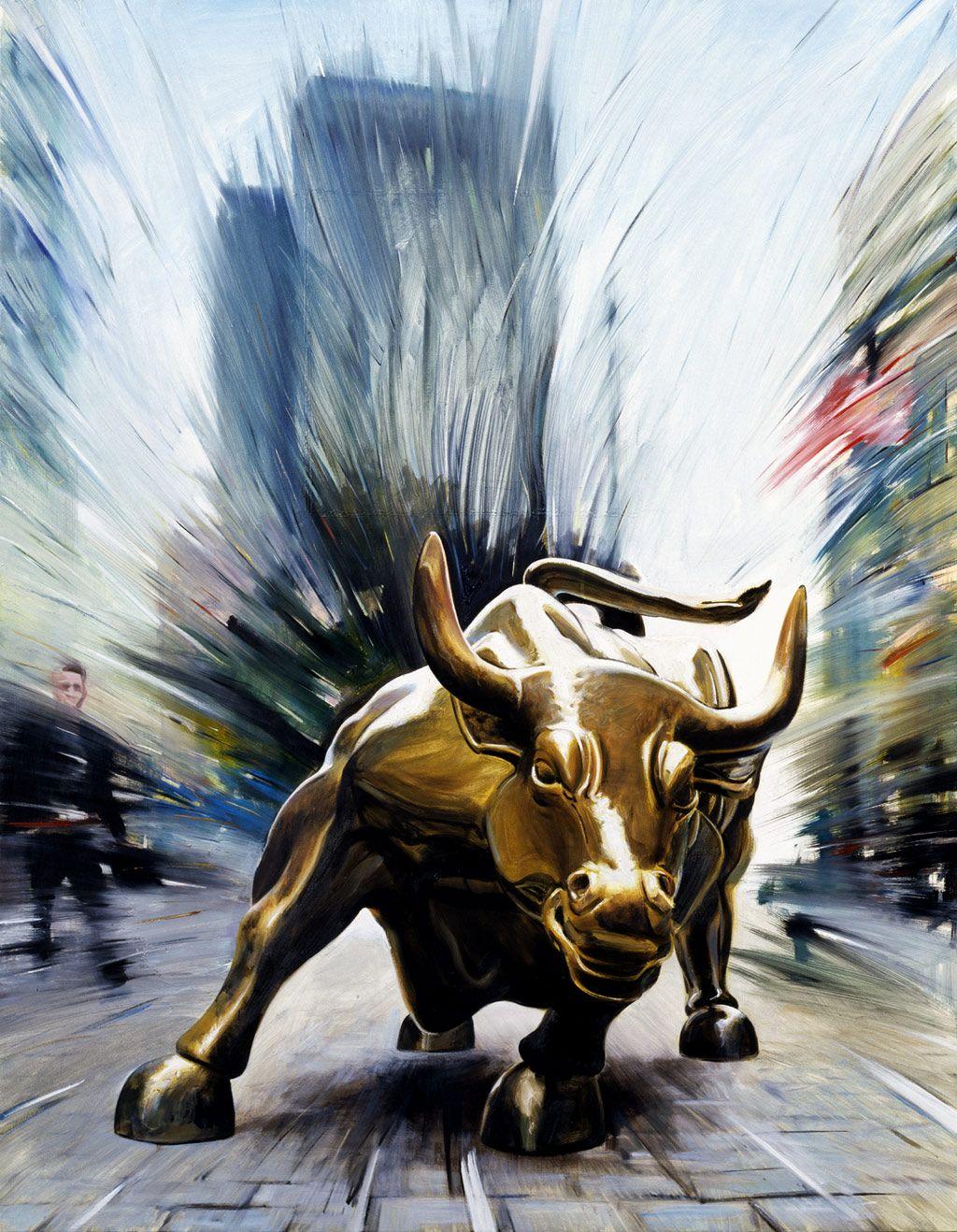 1024x1318 THE WALL STREET BULL OF NEW YORK Artwork by artist Andrea Del Pesco Oil painting on canvas, size cm. 5. Nueva york pintura, Toro de wall street, Arte en lienzo