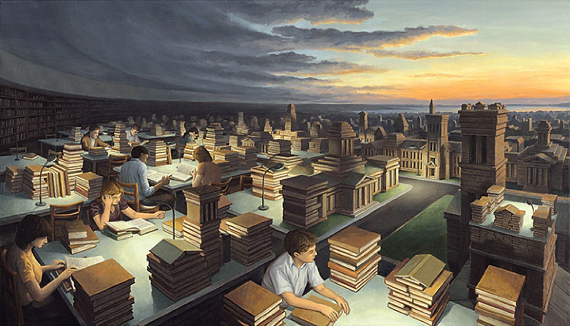 1920x1098 Amazing Book City. HD Art Wallpaper for Mobile and Desktop