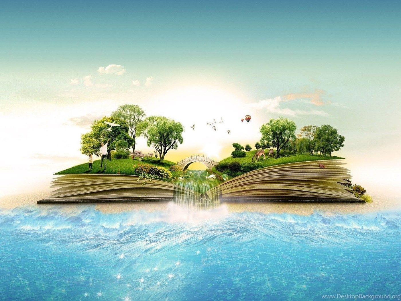 1400x1050 World In A Book Wallpaper Digital Art Wallpaper Desktop Background