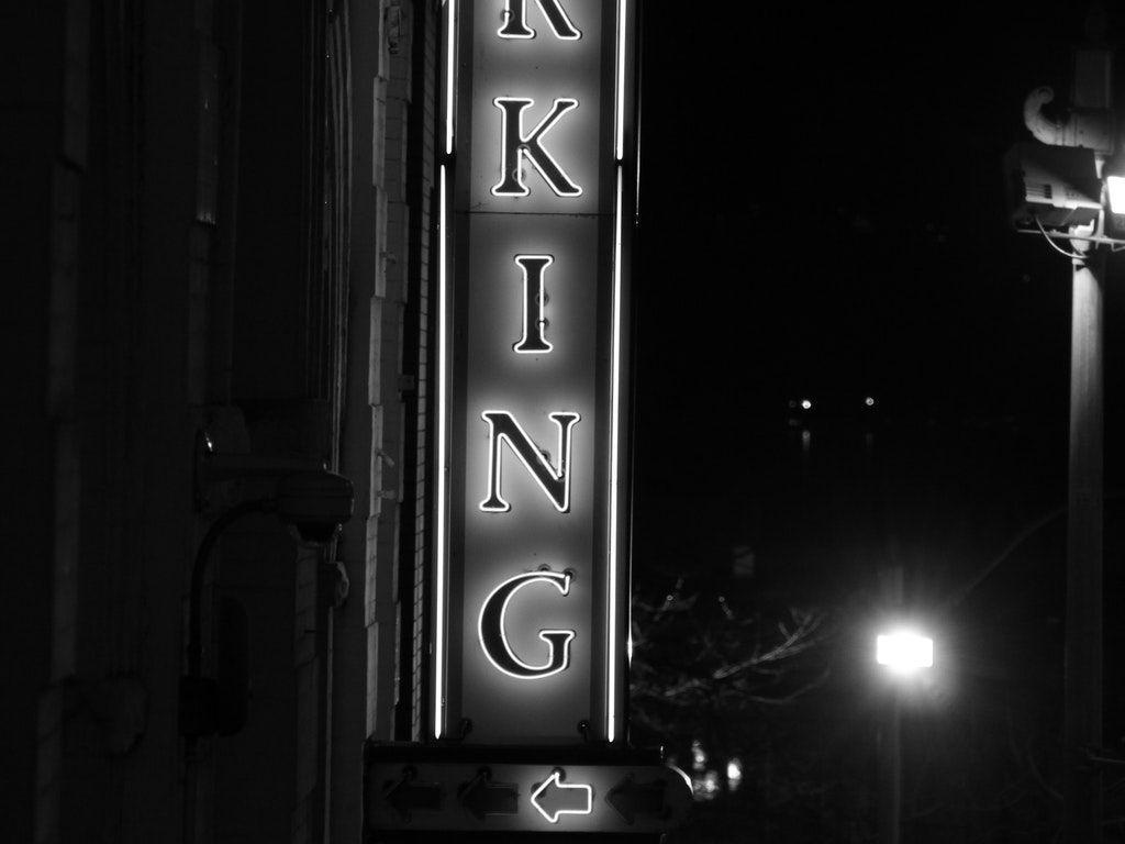 1024x768 Grayscale Photo of Parking Signage. Abstract wallpaper, Park signage, Signage