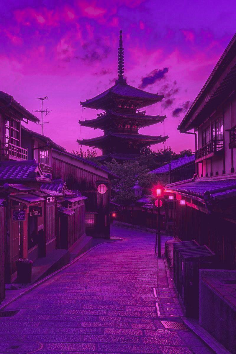 Pastel city pop japanese scenery Lilac purple wallpaper Citypop anime  aestethic landscape  by gi  Purple wallpaper Cityscape wallpaper Pink  wallpaper anime
