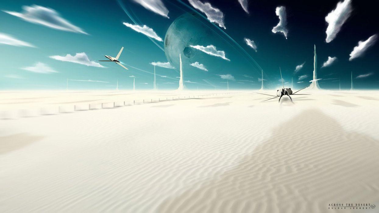 1244x700 Clouds aircraft sand deserts science fiction artwork fictional landscapes Kuldar Leement wallpaperx1080