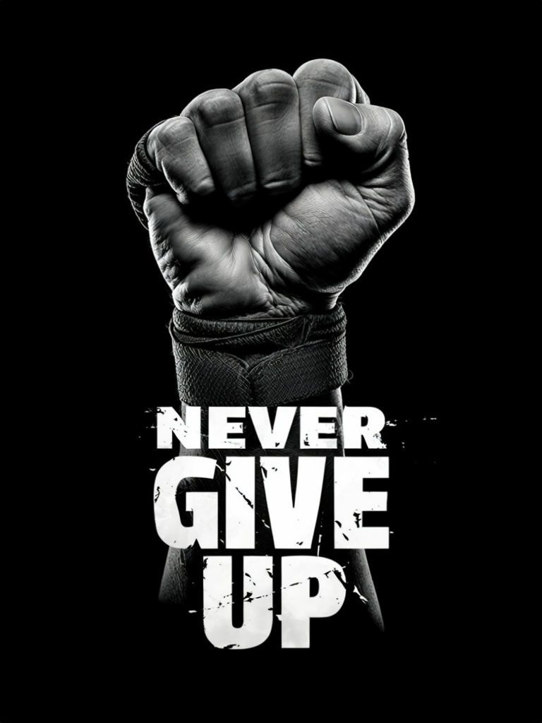768x1024 Never Give Up Bold Motivational Design Mobile Wallpaper