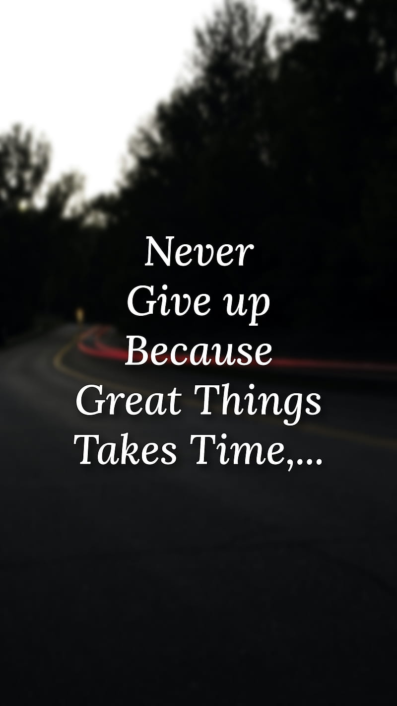 800x1422 Never give up, black, great, motivational, new style, saying, take, things, time, HD phone wallpaper