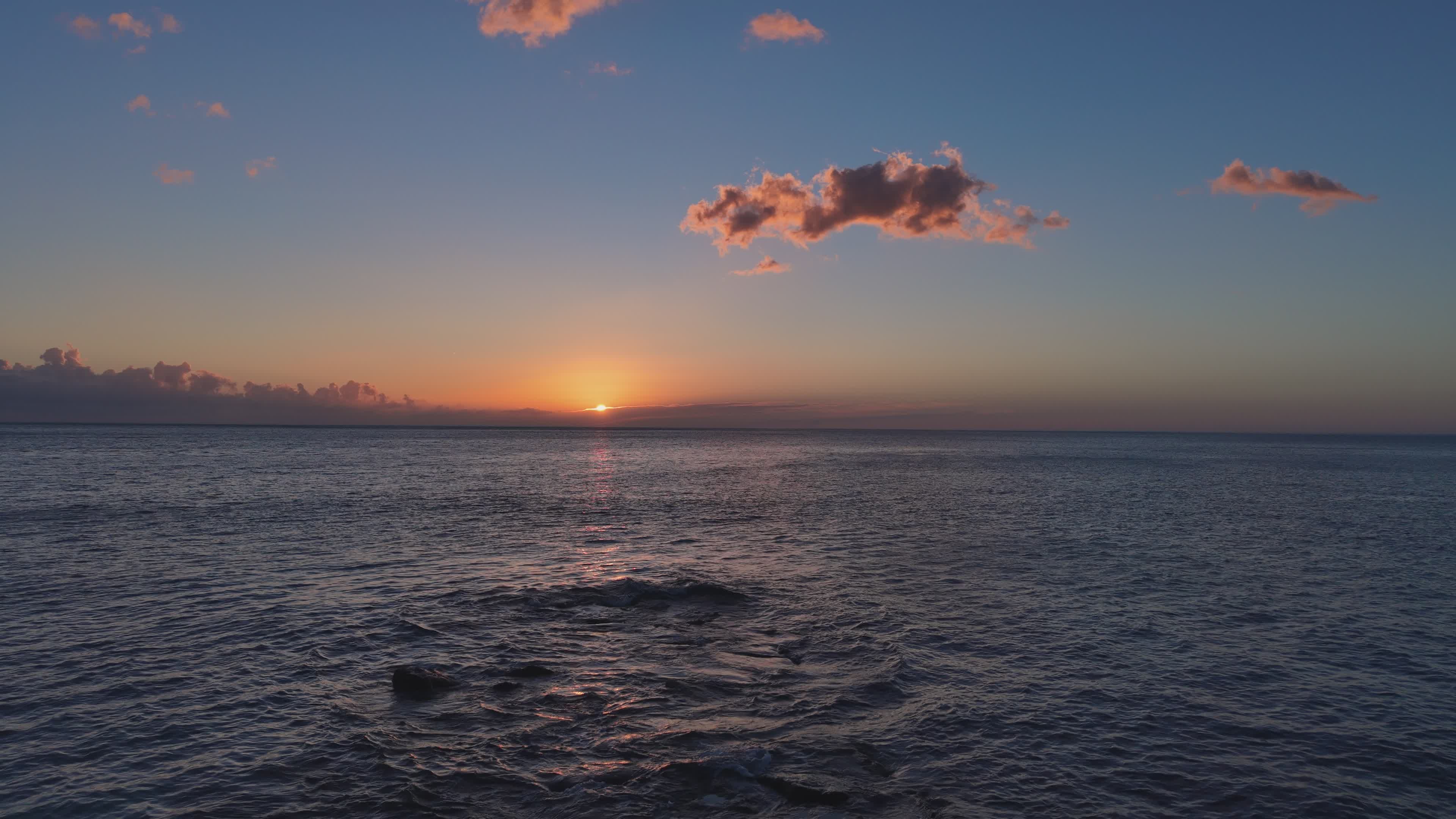 3840x2160 Aerial Sunset Over Tranquil Ocean Horizon Free Stock Video Footage, Royalty Free 4K & HD Video Clip