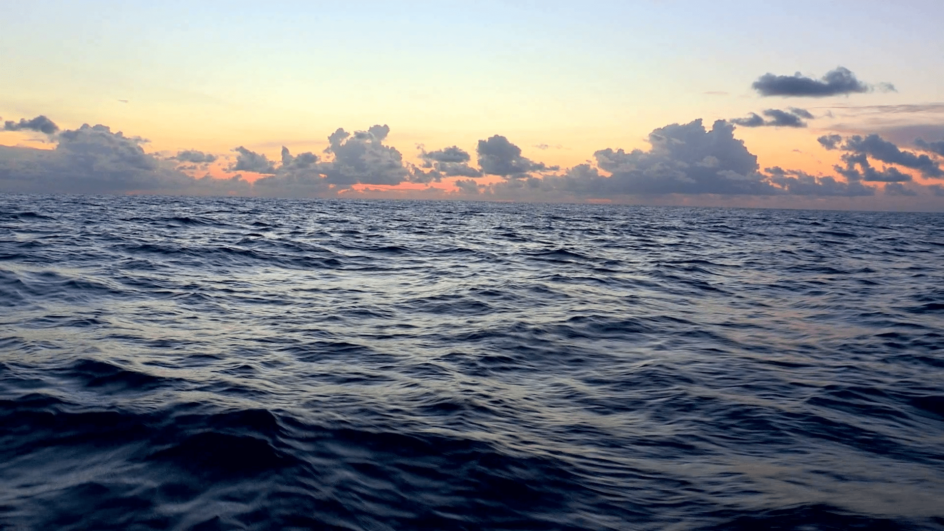1920x1080 Open seas. Open water. Ocean waves during sunset golden hour time