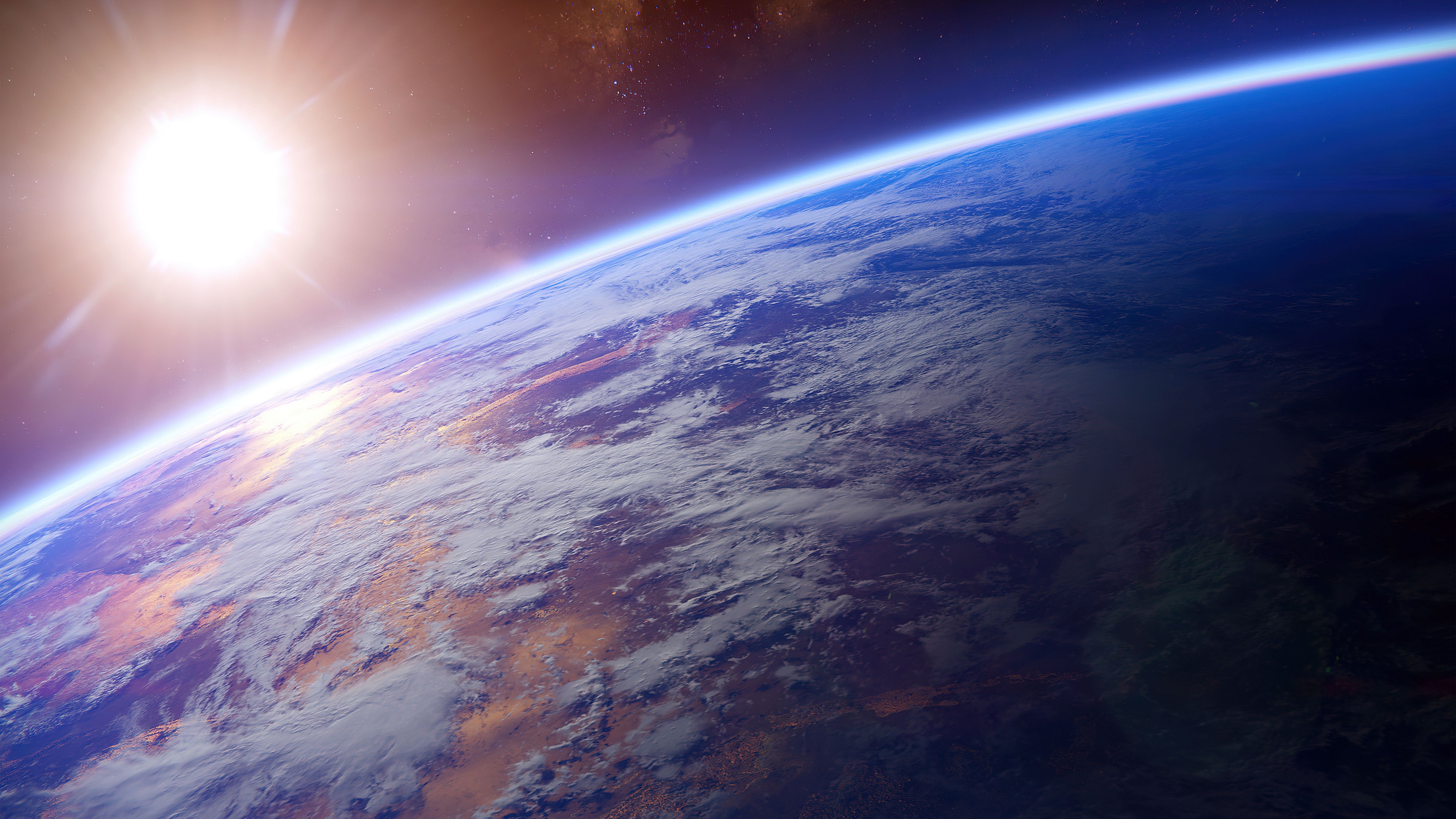 5120x2880 Earth Wallpaper 4K, Orbit, Sun, Scenic