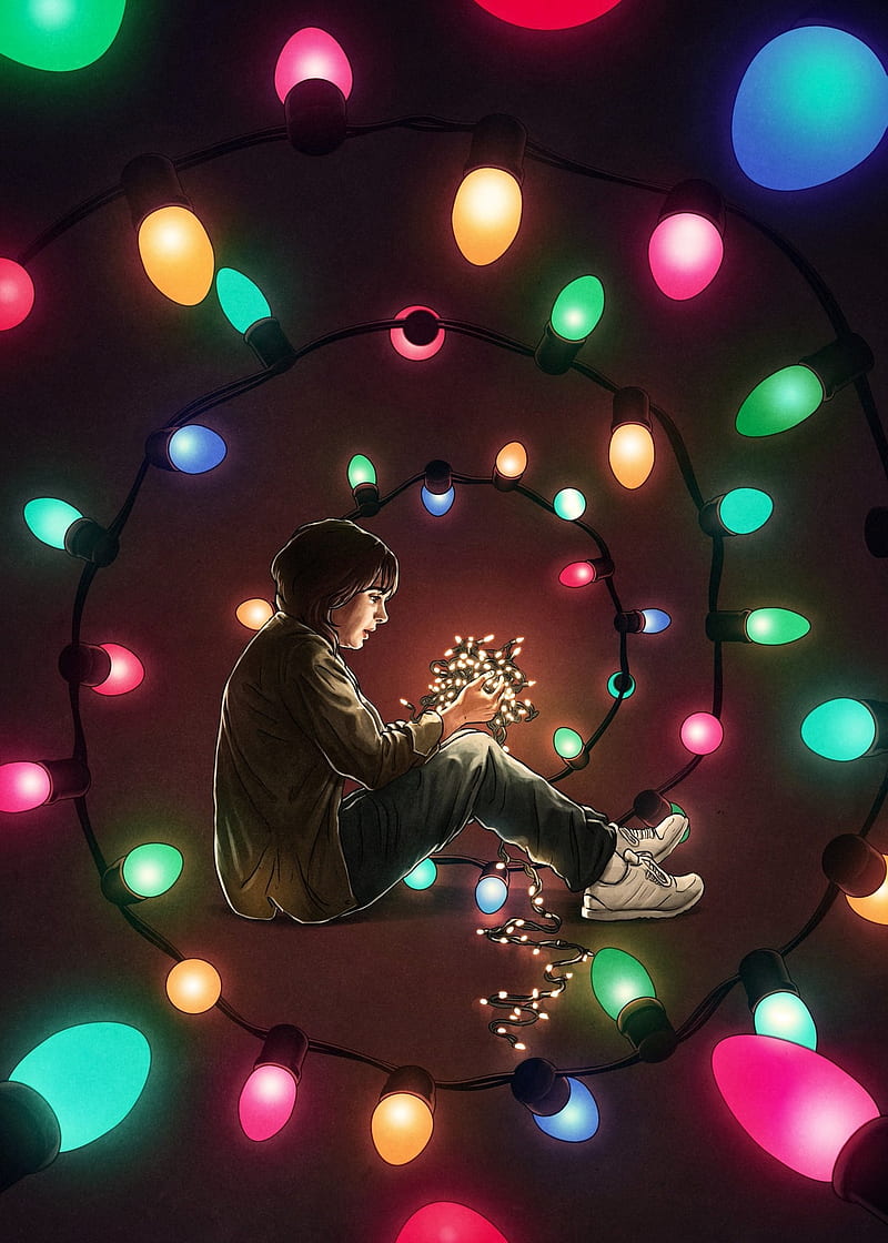 800x1120 Stranger Things, colorful, lights, artwork, Netflix, HD phone wallpaper