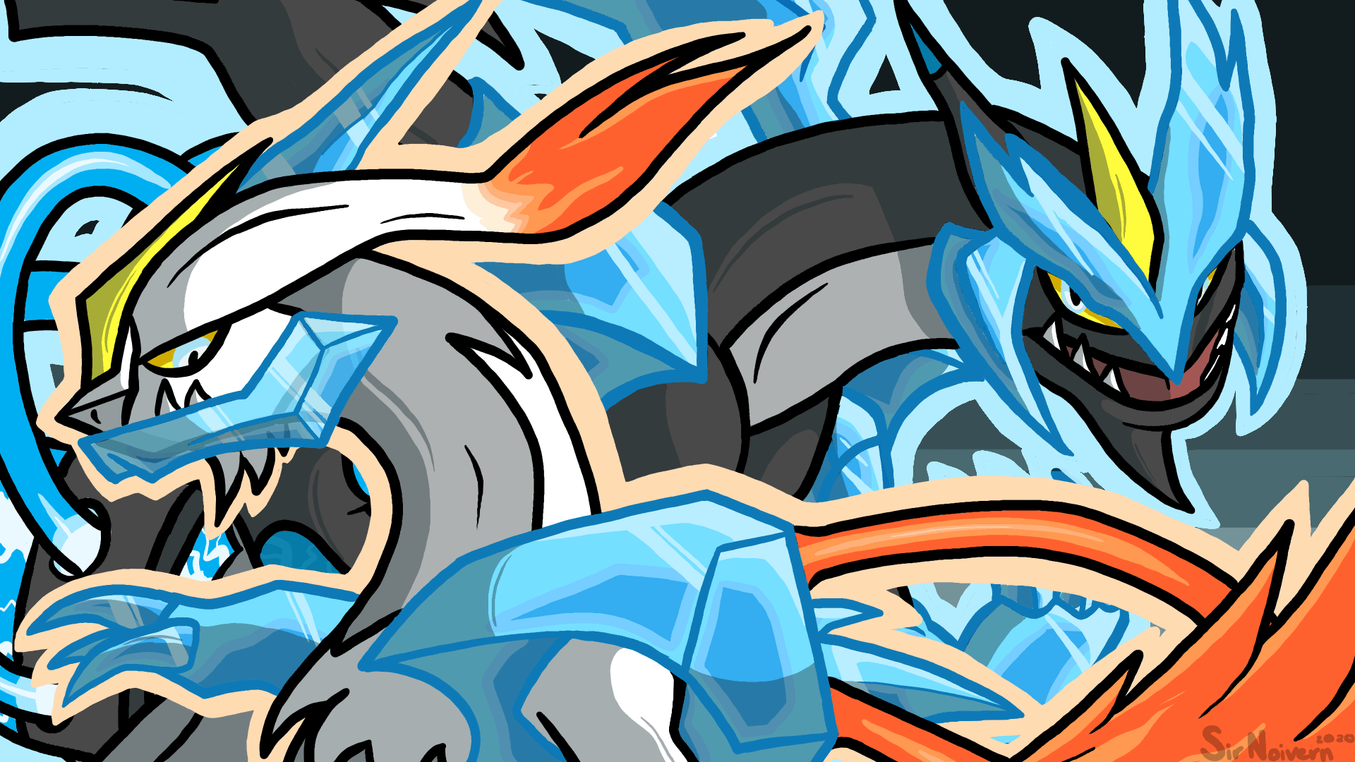 1920x1080 Black White Kyurem by SirNoivern on Newgrounds