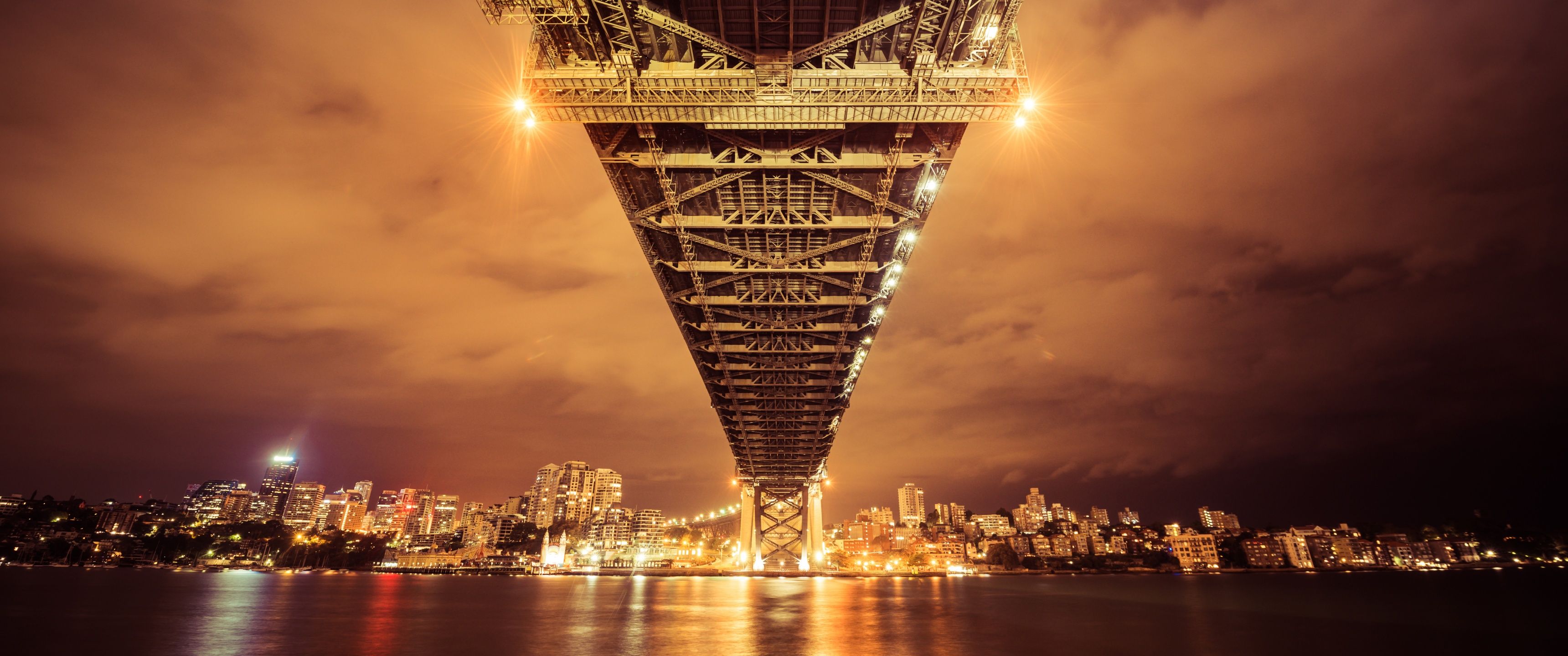 3440x1440 Sydney Harbour Bridge Wallpaper 4K, Illuminated, Australia