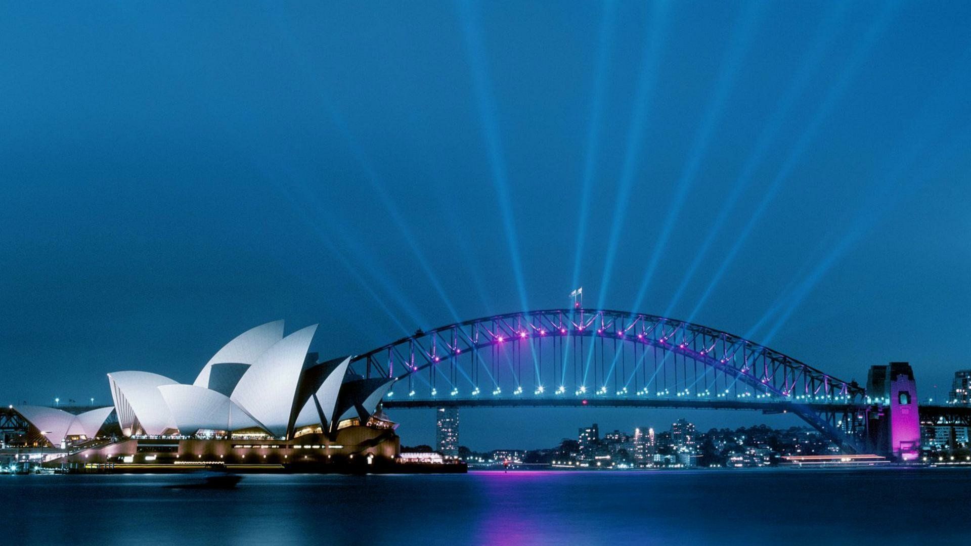1920x1080 Sydney Iconic Skyline HD: Harbour Bridge & Opera House at Nightx1080