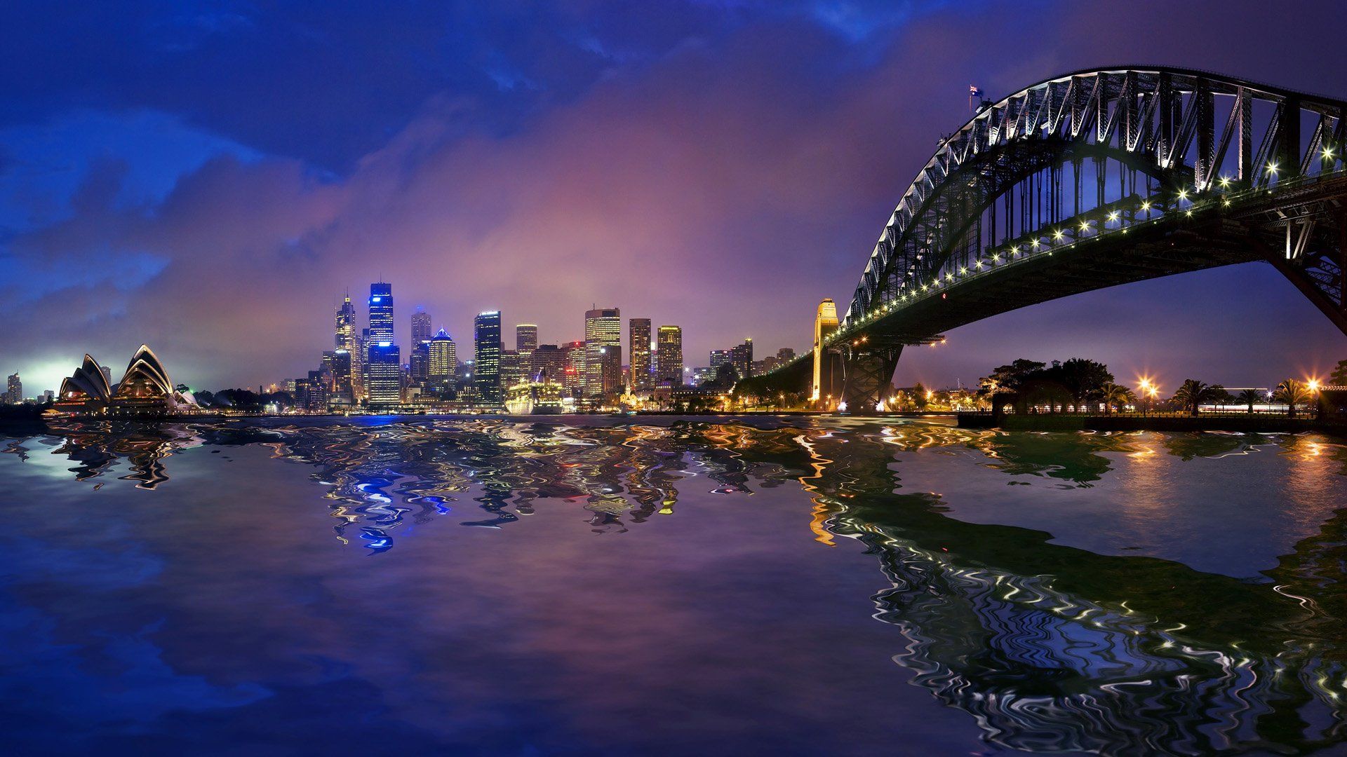 1920x1080 Sydney Skyline at Dusk: Opera House & Harbour Bridge HD Wallpaperx1080