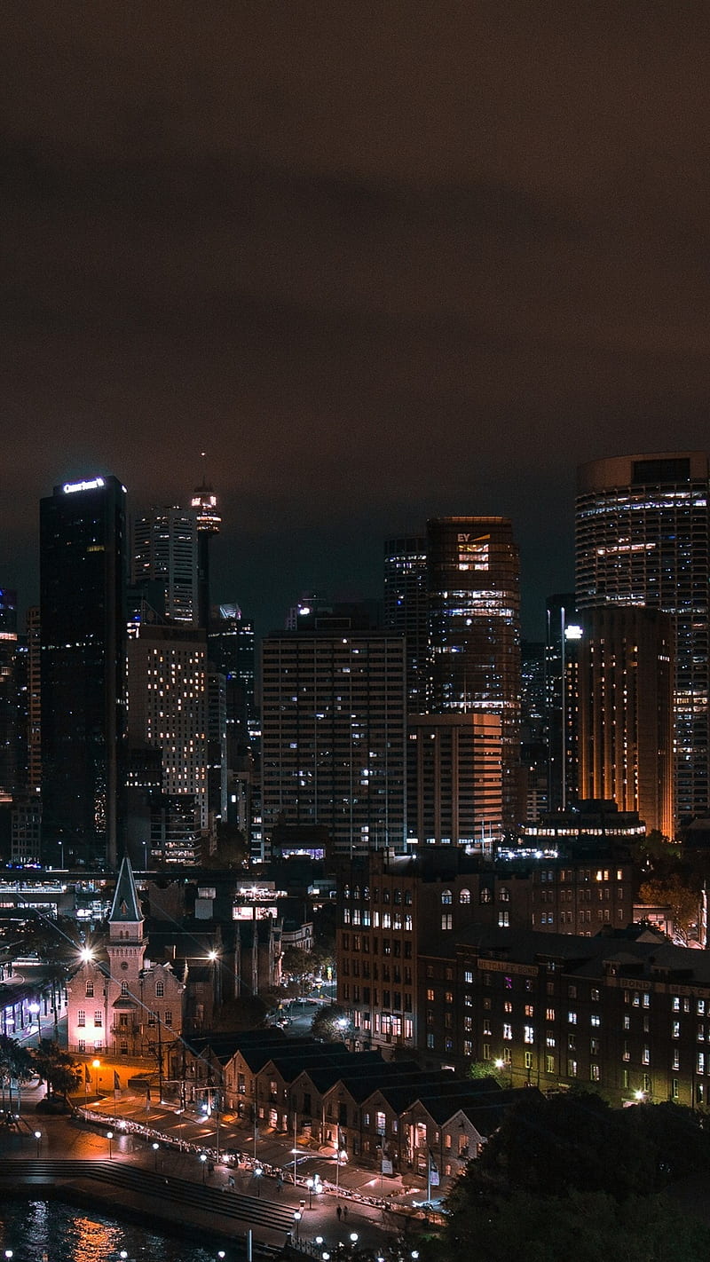 800x1422 HD sydney night lights wallpaper