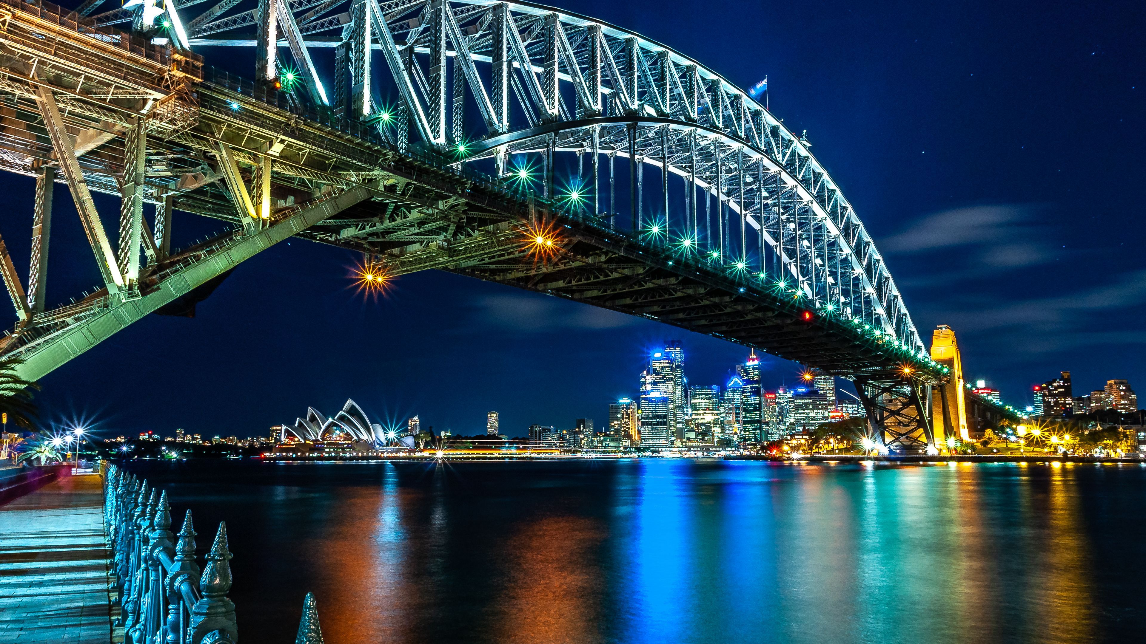 3840x2160 View of the Sydney Harbour Bridge at Night in Sydney, Australia · Free
