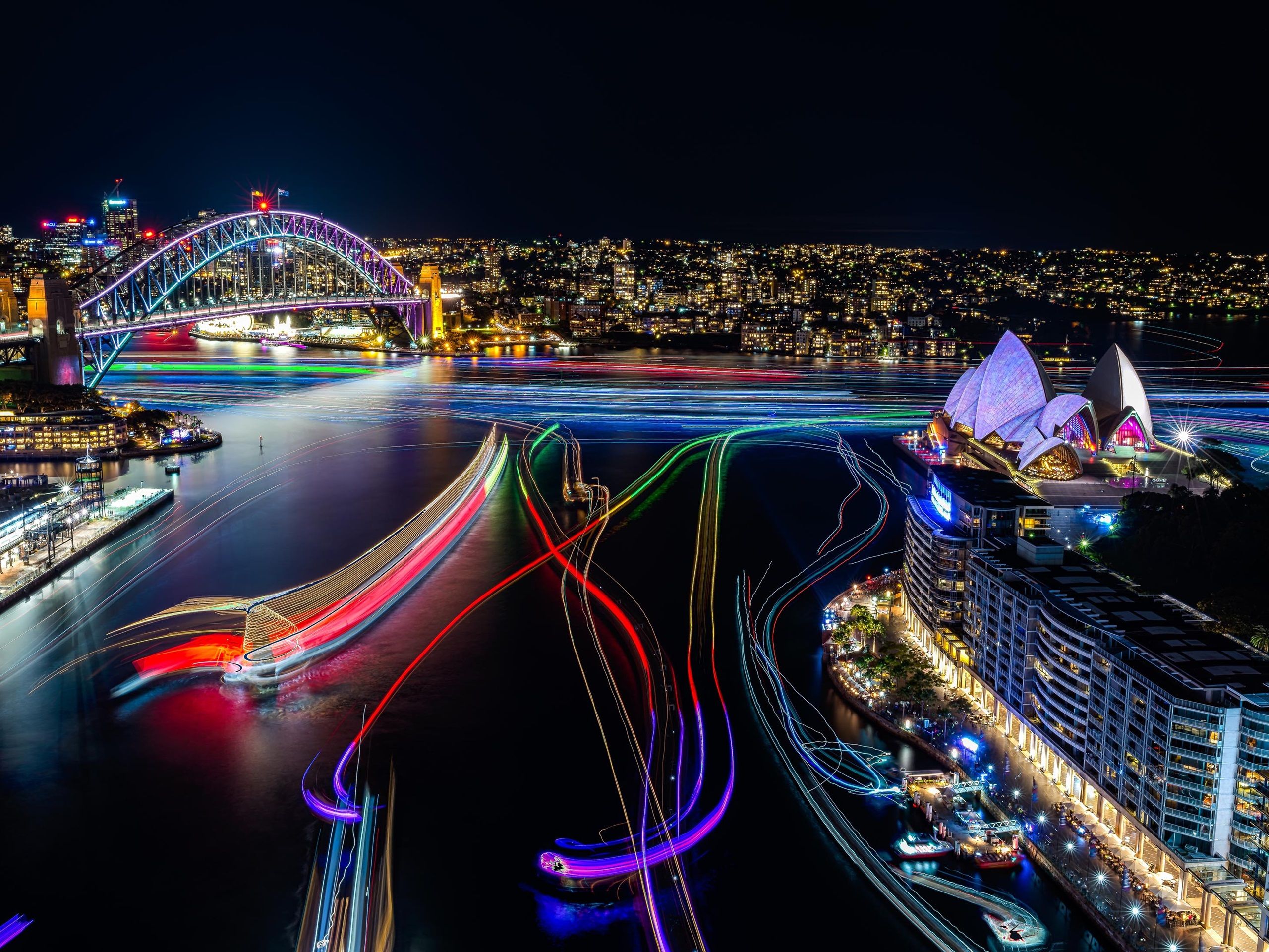 2560x1920 Wallpaper Sydney, beautiful city night view, lights, Opera House, Australia 2880x1800 Picture, Image