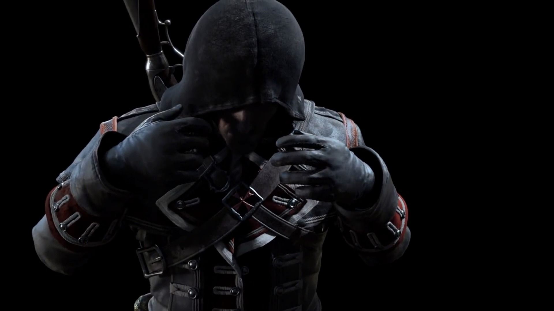 1920x1080 Wallpaper Templar, Assassin's Creed, Rogue, hood, relieves, Shay Patrick Cormac, black background, Outcast for mobile and desktop, section игры, resolution 1920x1080