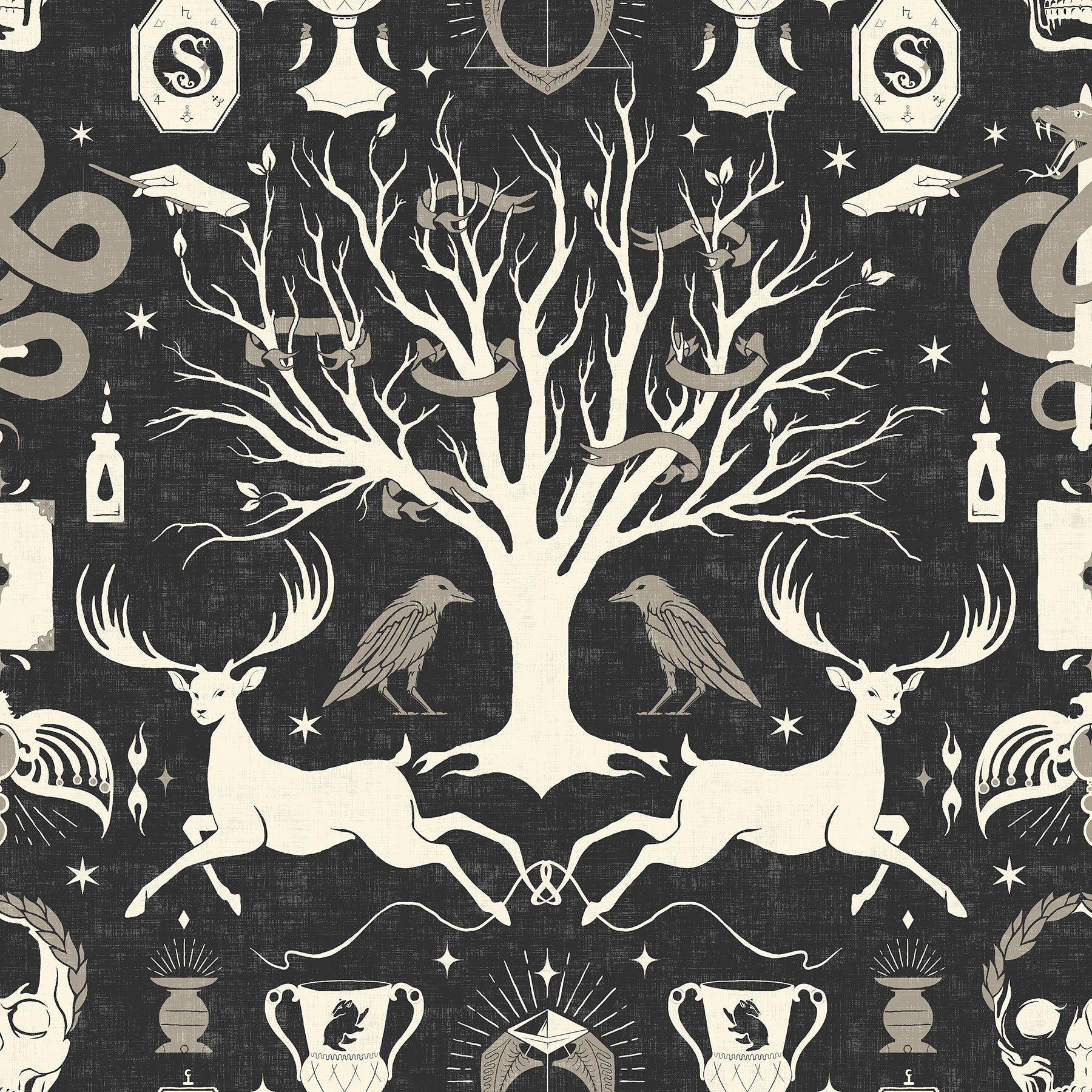 1800x1800 Harry Potter Horcrux Damask Peel and Stick Wallpaper