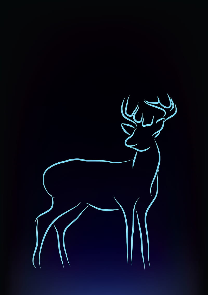 800x1132 Always, black, book, dark, deer, doe, harry, harry potter, love, neon, HD phone wallpaper