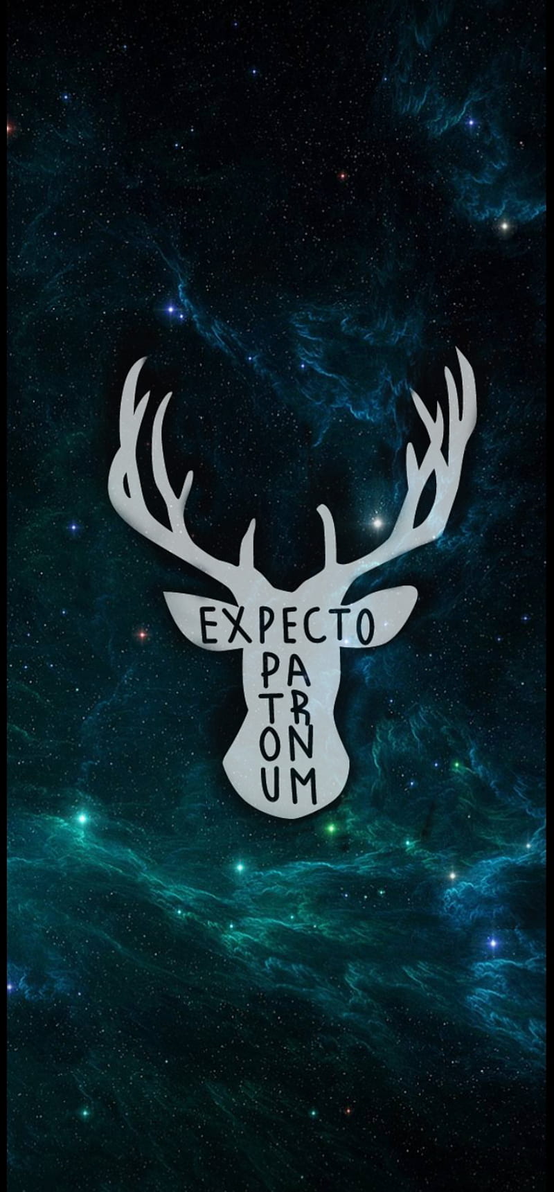 800x1721 1320x2868px, 2K free download. Patronus, blue, cerf, galaxie, harry potter, poudlard, sorcier, sort, vert, HD phone wallpaper