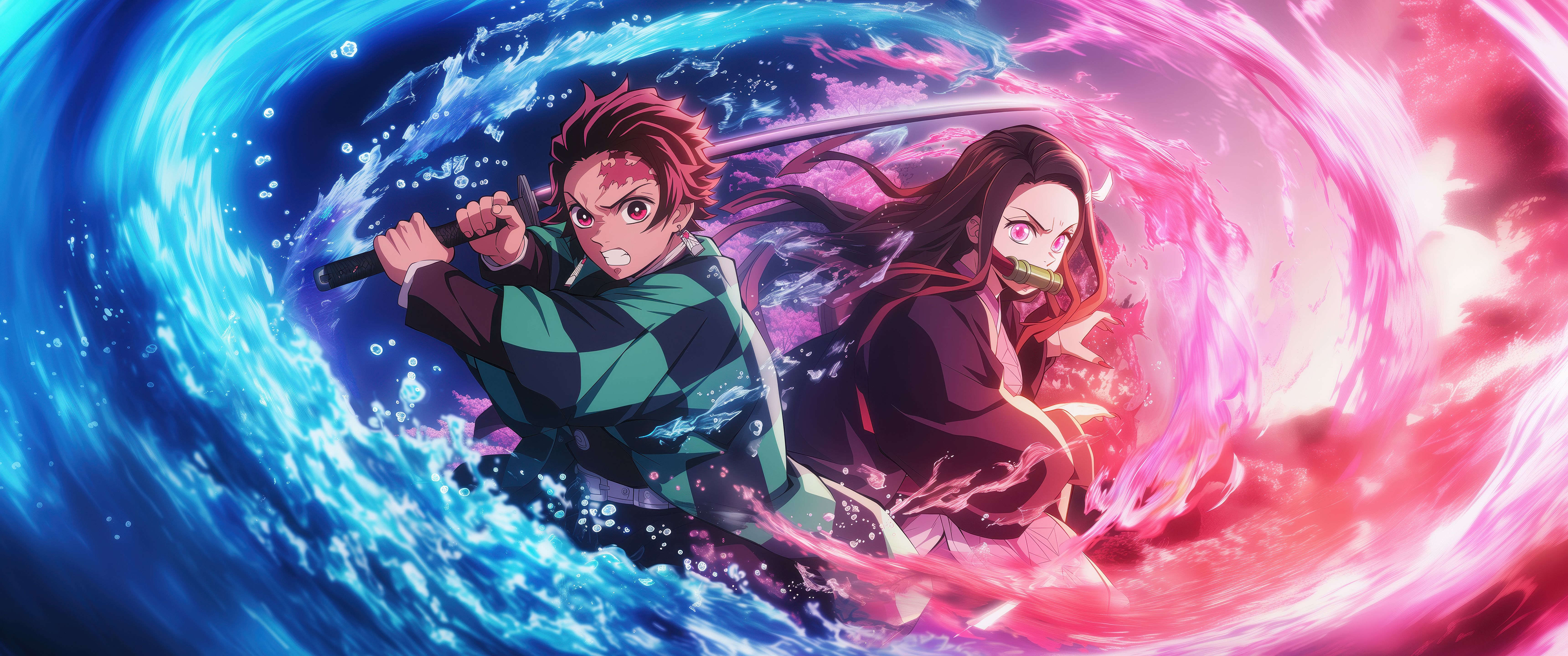 6880x2880 Tanjiro & Nezuko Wallpaper 4K, Ultrawide