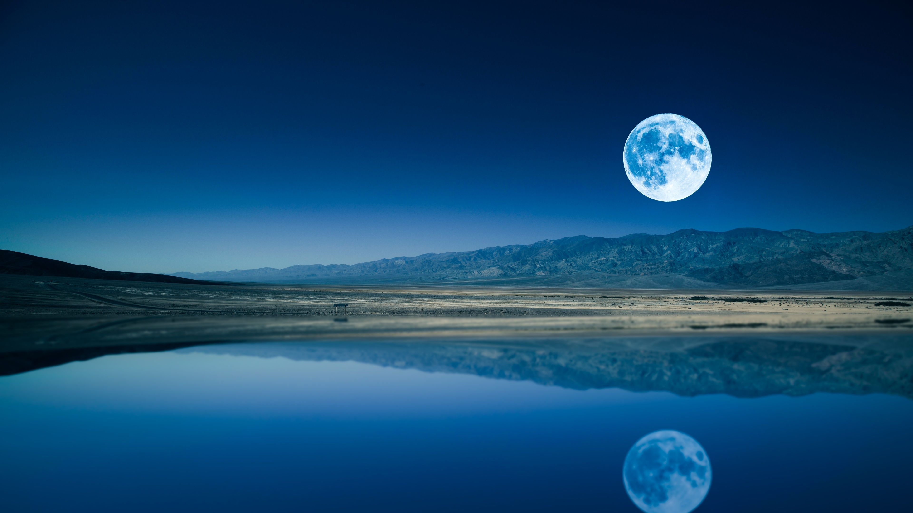 3840x2160 Full moon Wallpaper 4K, Night time, Lake, Body of Water