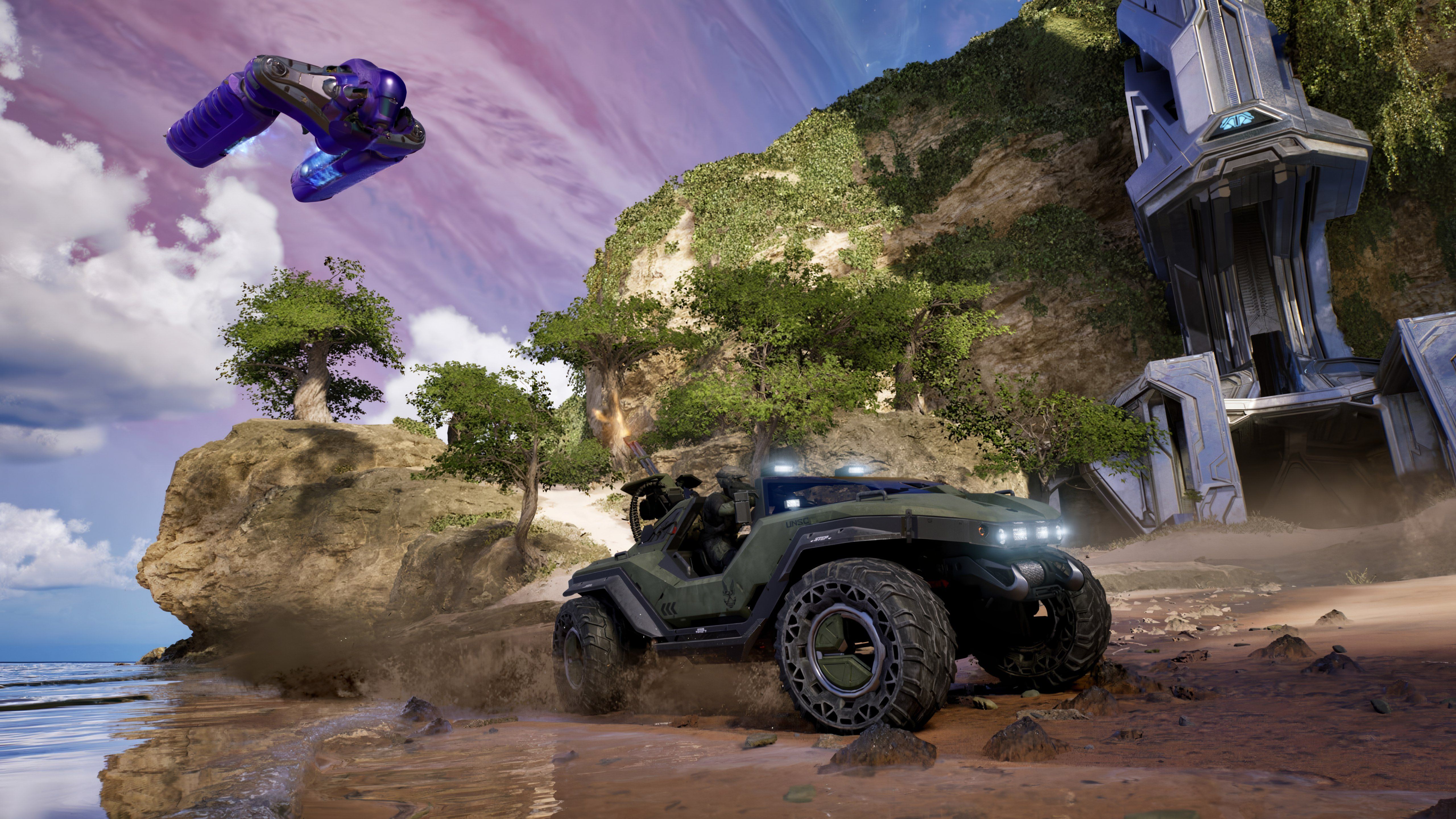 5120x2880 Halo: Combat Evolved scene on the beach Wallpaper 4K for Desktop