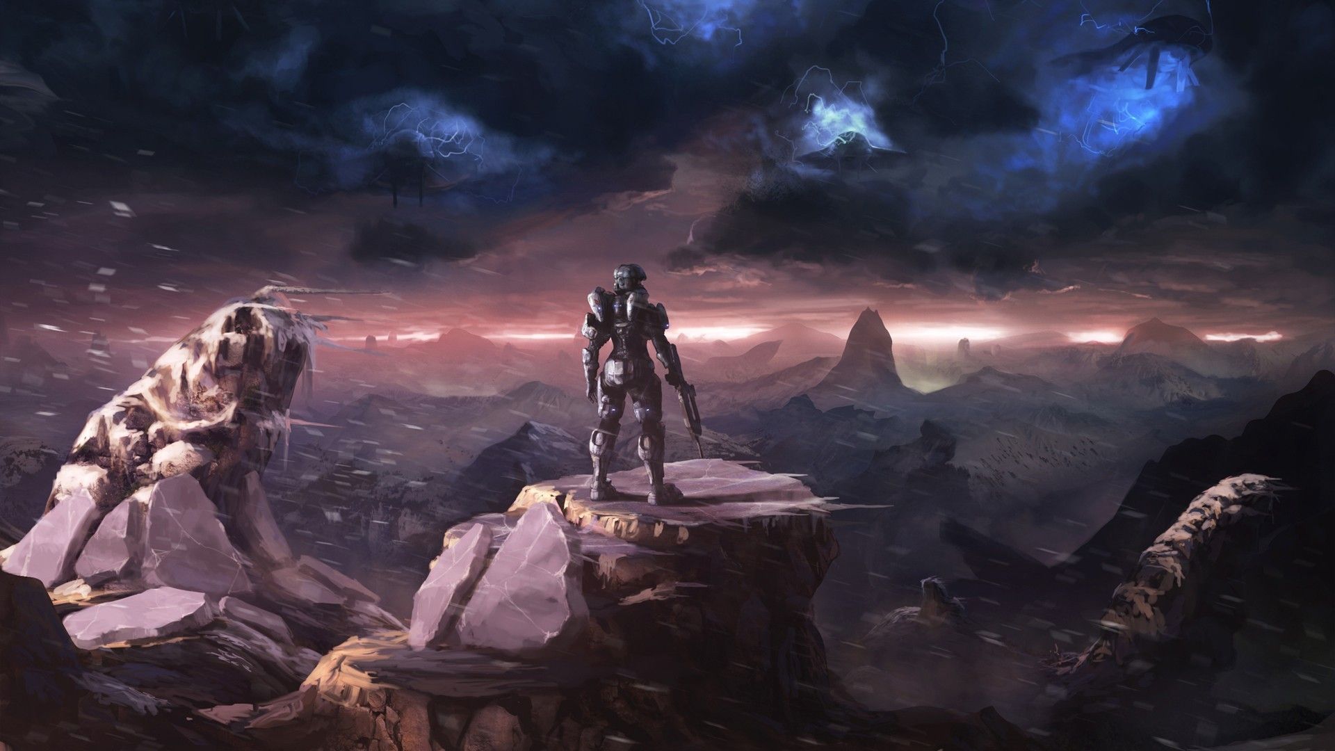 1920x1080 Epic Halo HD Wallpaper: Legendary Video Game Landscapex1080