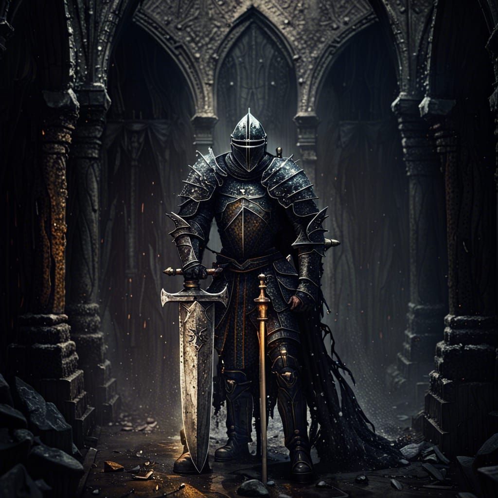 1024x1024 The Lone Sentinel Fantasy Paladin Knight in Gothic Du