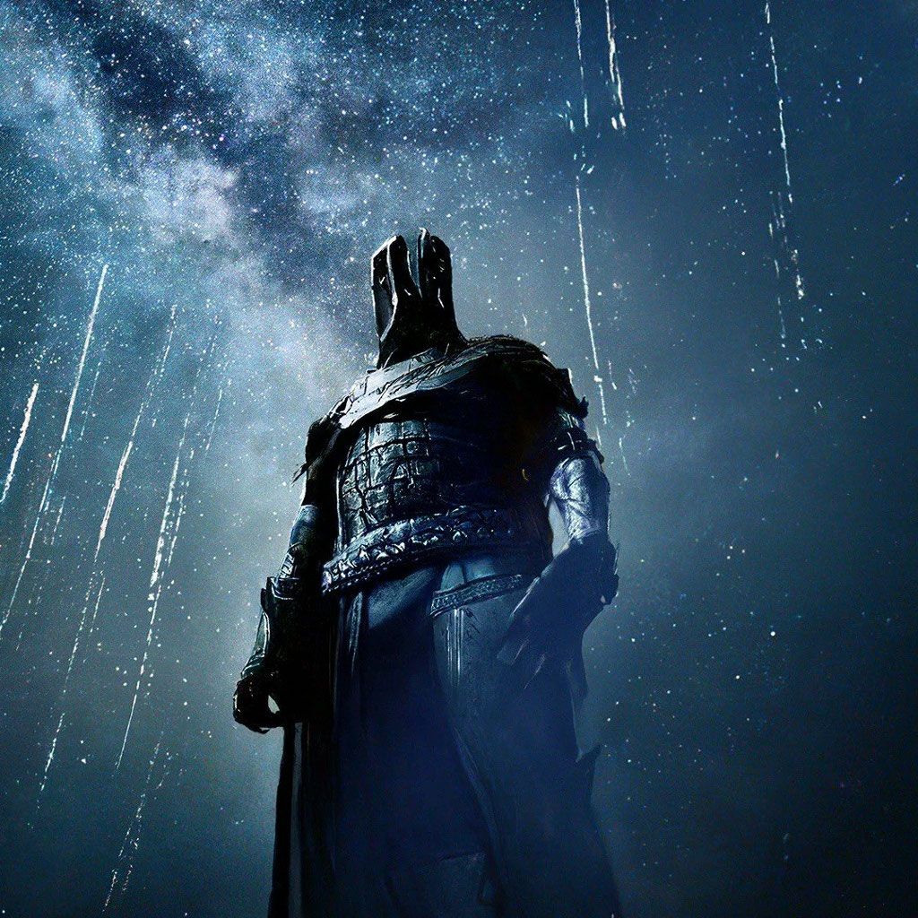 1024x1024 Dark fantasy, lone knight, milky way