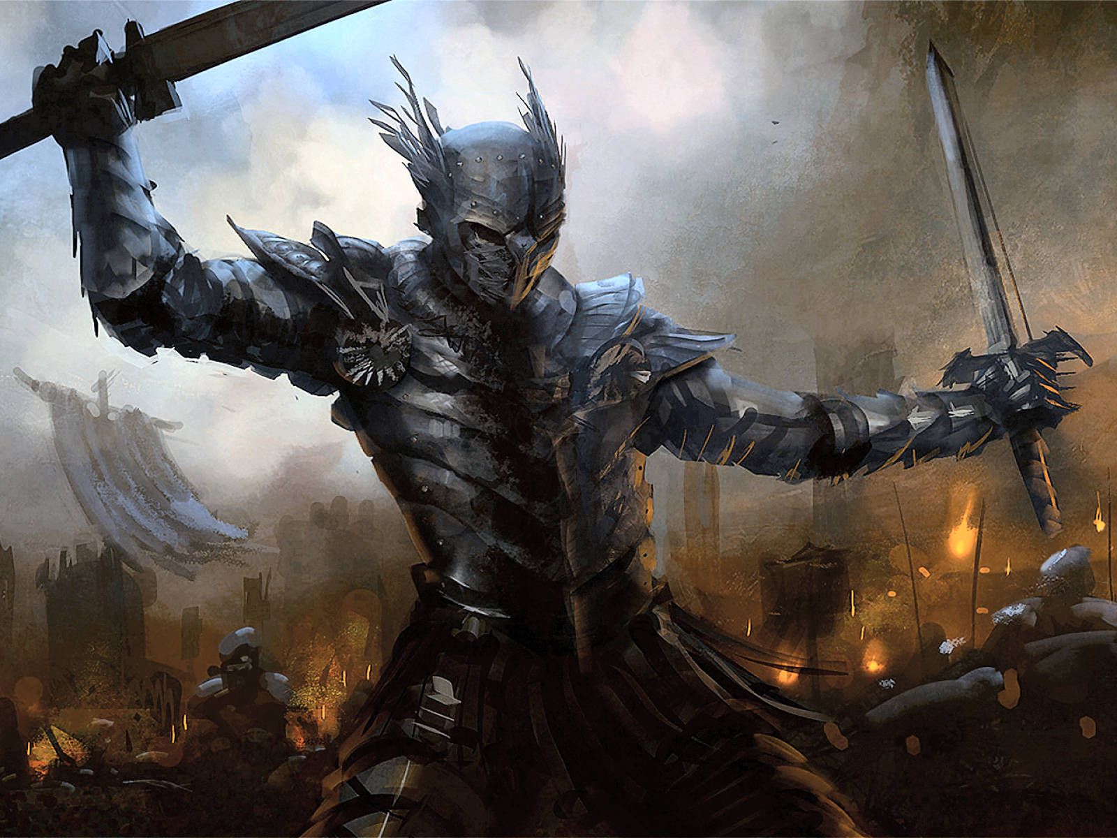 1600x1200 Download The Lone Medieval Dark Knight Wallpaper