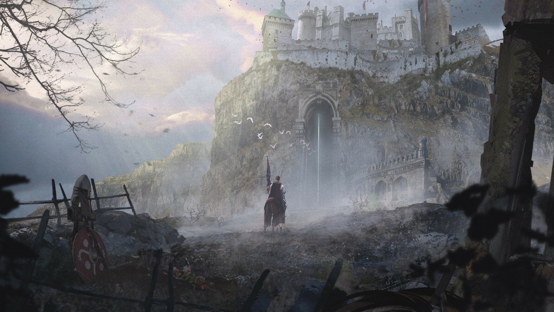 1920x1080 Epic Fantasy Warrior Before the Castle Knight Wallpaper