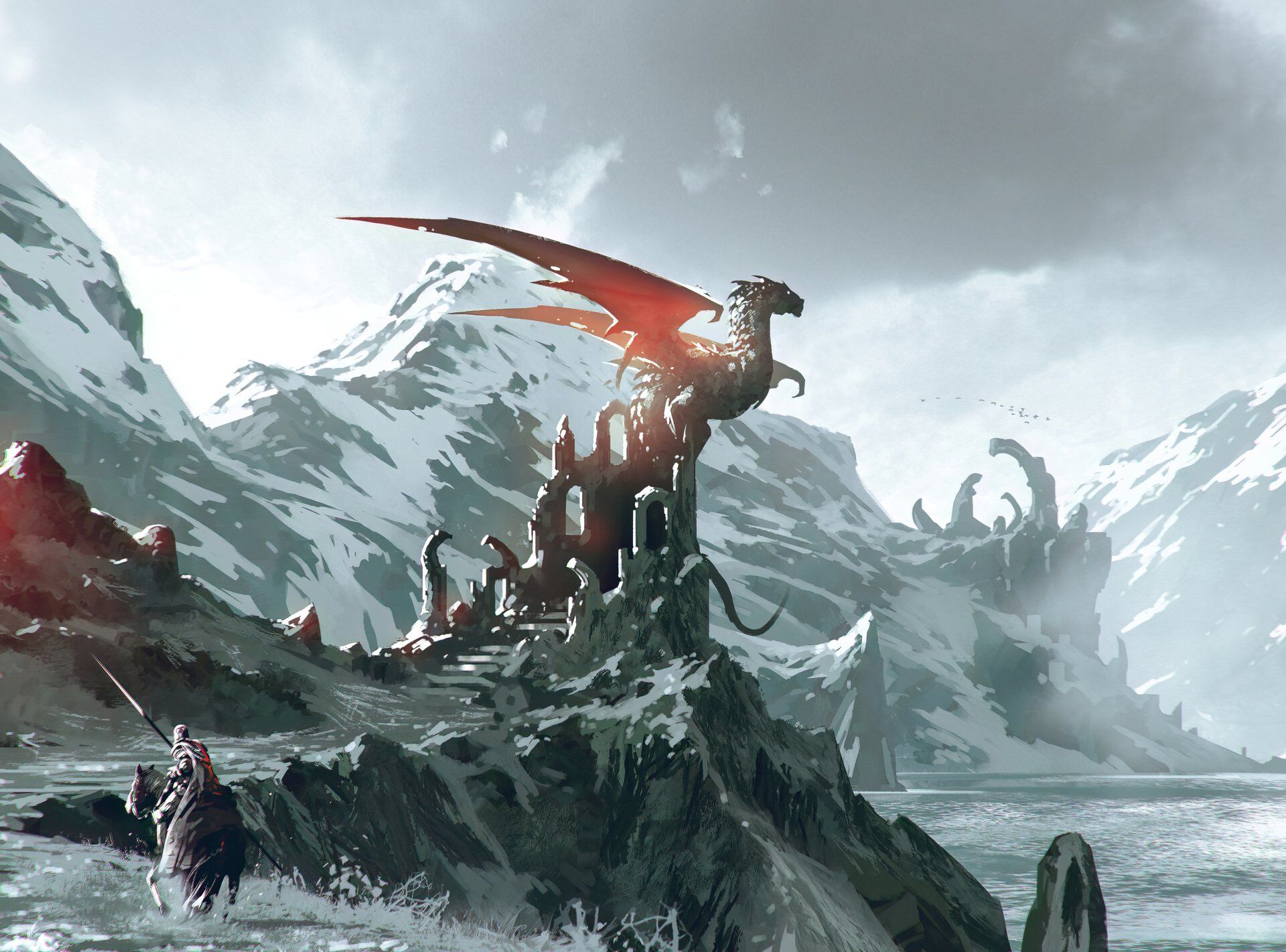1920x1421 Dragon's Watch over Ruins