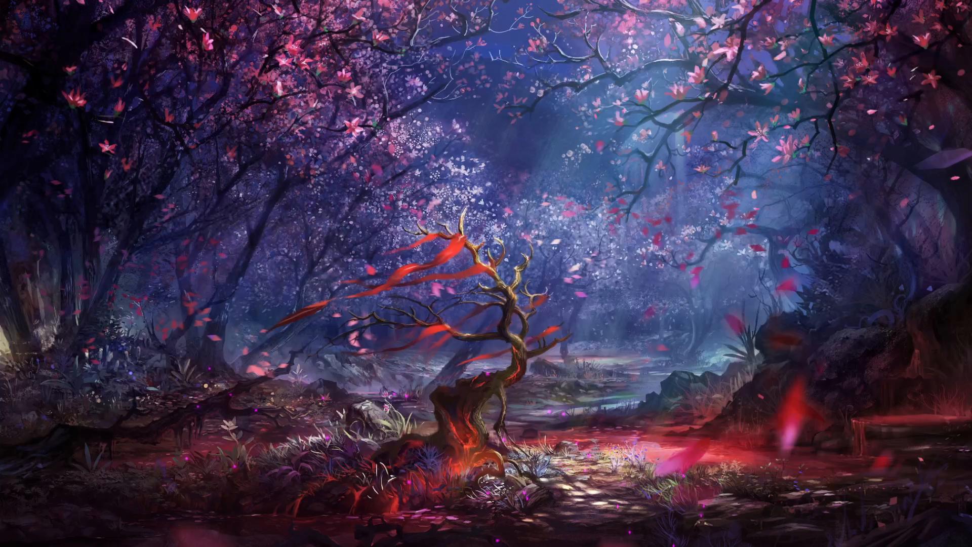 1920x1080 Sakura Tree Landscape Live Wallpaper