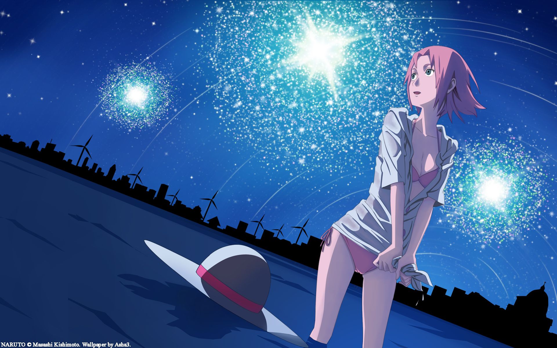 1920x1200 haruno, Sakura, Landscape, Naruto, Pink, Hair, Scenic, Sky, Stars Wallpaper HD / Desktop and Mobile Background