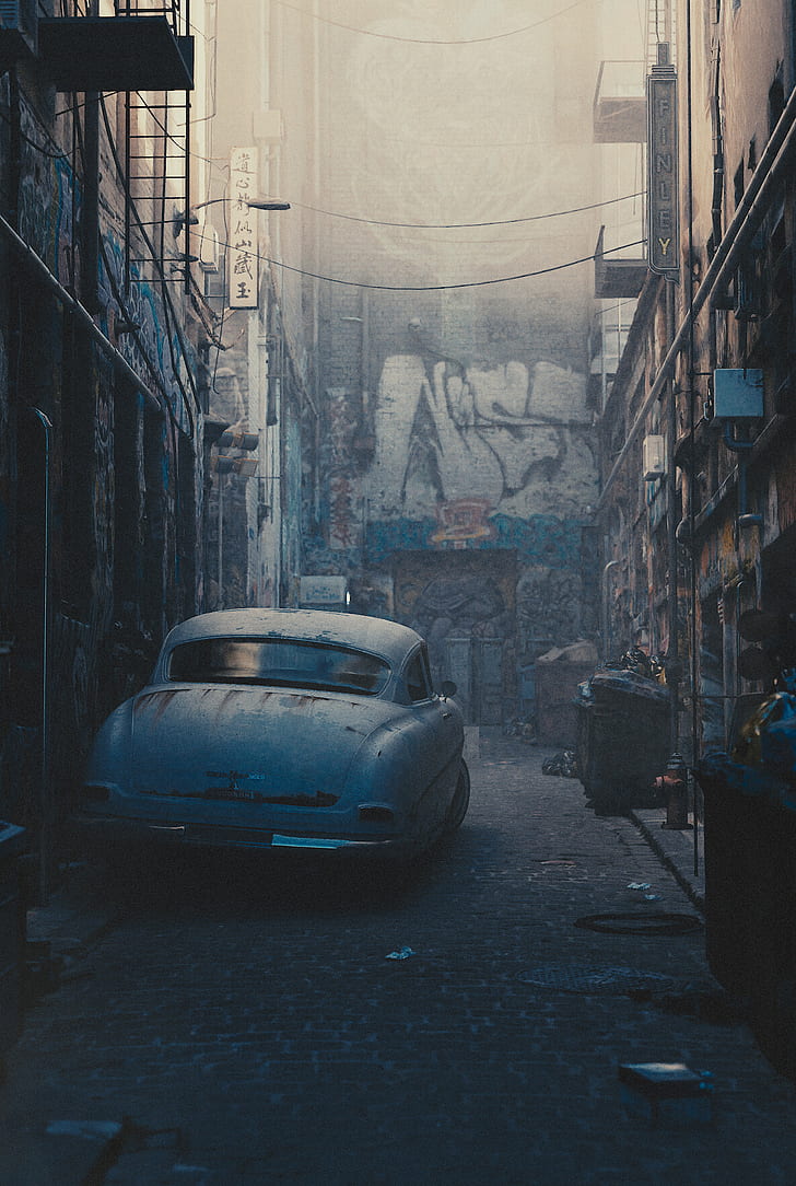 728x1084 HD wallpaper: Chicago, street, car, 1950s, urban, old, vehicle, street art