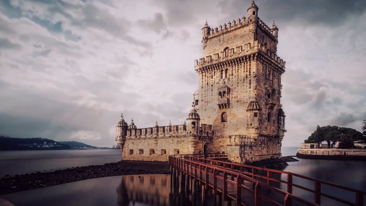 1282x720 Castle, Bridge, Ocean. Free Stock Video