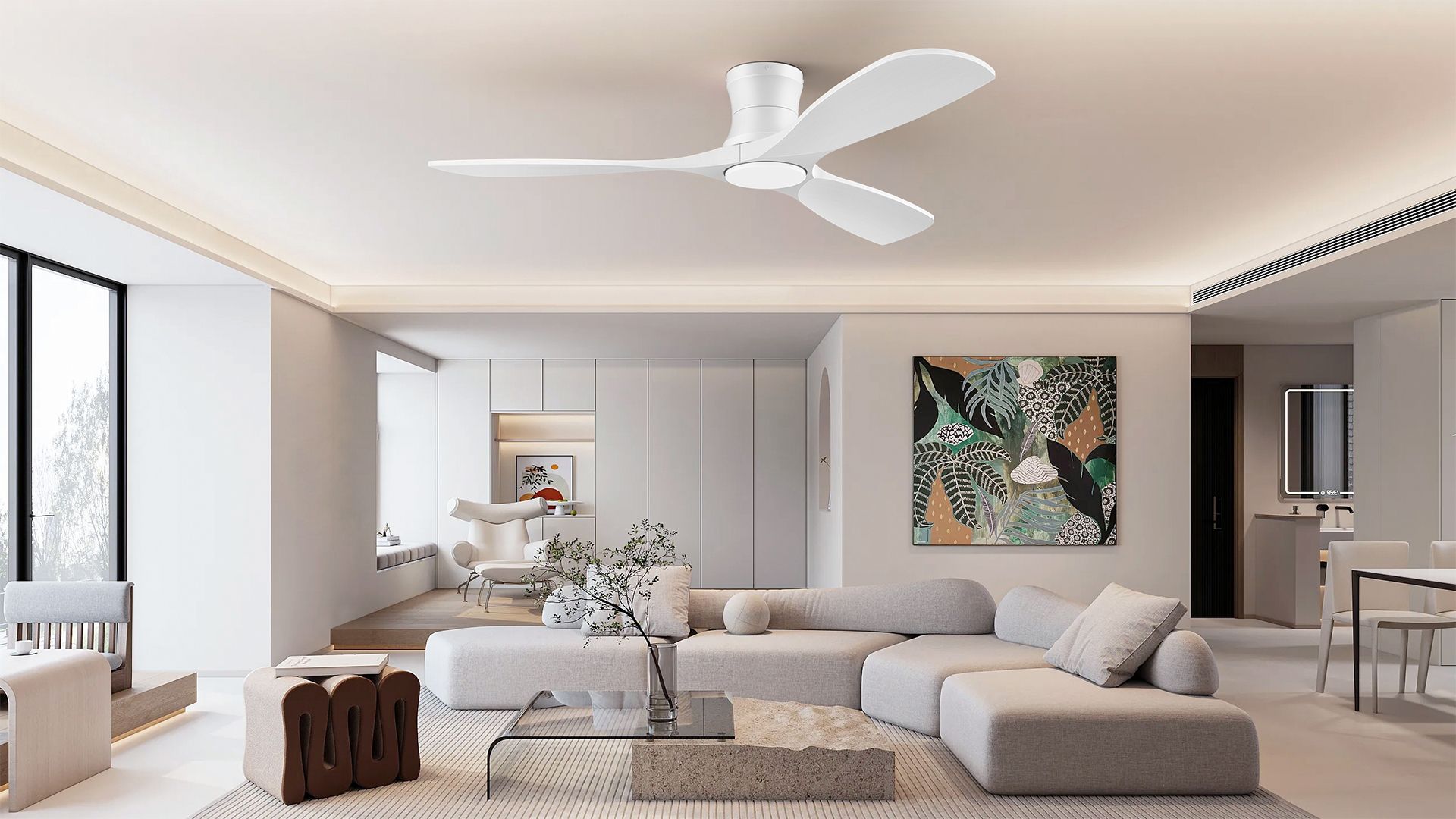 1920x1080 Inch Smart Low Profile Ceiling Fans With Lights Remote, Wood, Flush Mount. Remote Alexa App Control, Natural Wood& Black, Quiet, Hugger LED Ceiling Fan For Outdoor Indoor Modern Patio Bedroom Living Room