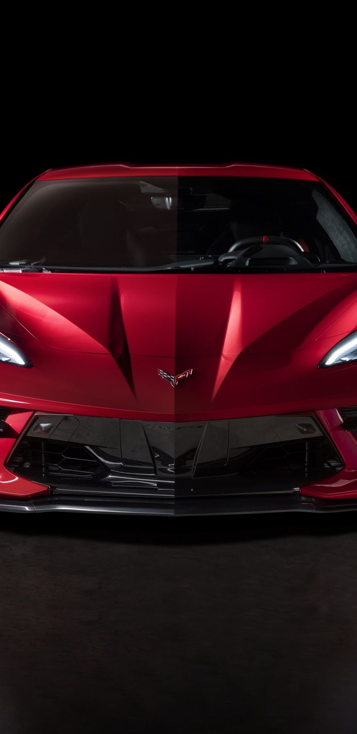 736x1512 Chevrolet Corvette, red car, front, 1440x2960 wallpaper