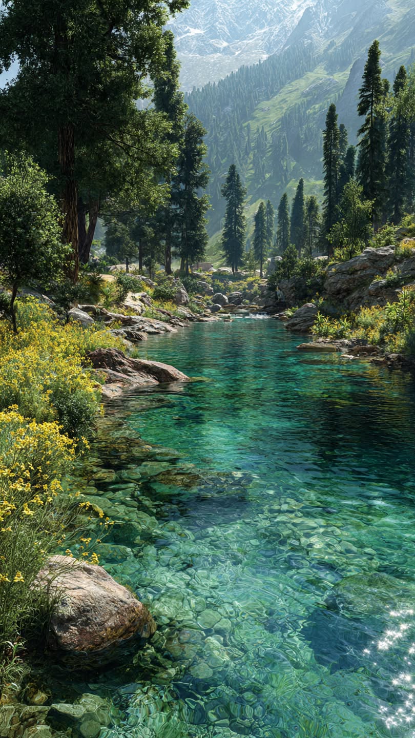 810x1440 Full Black Amoled Wallpaper A River Running Through A Lush Green Forest Filled With Lots Of