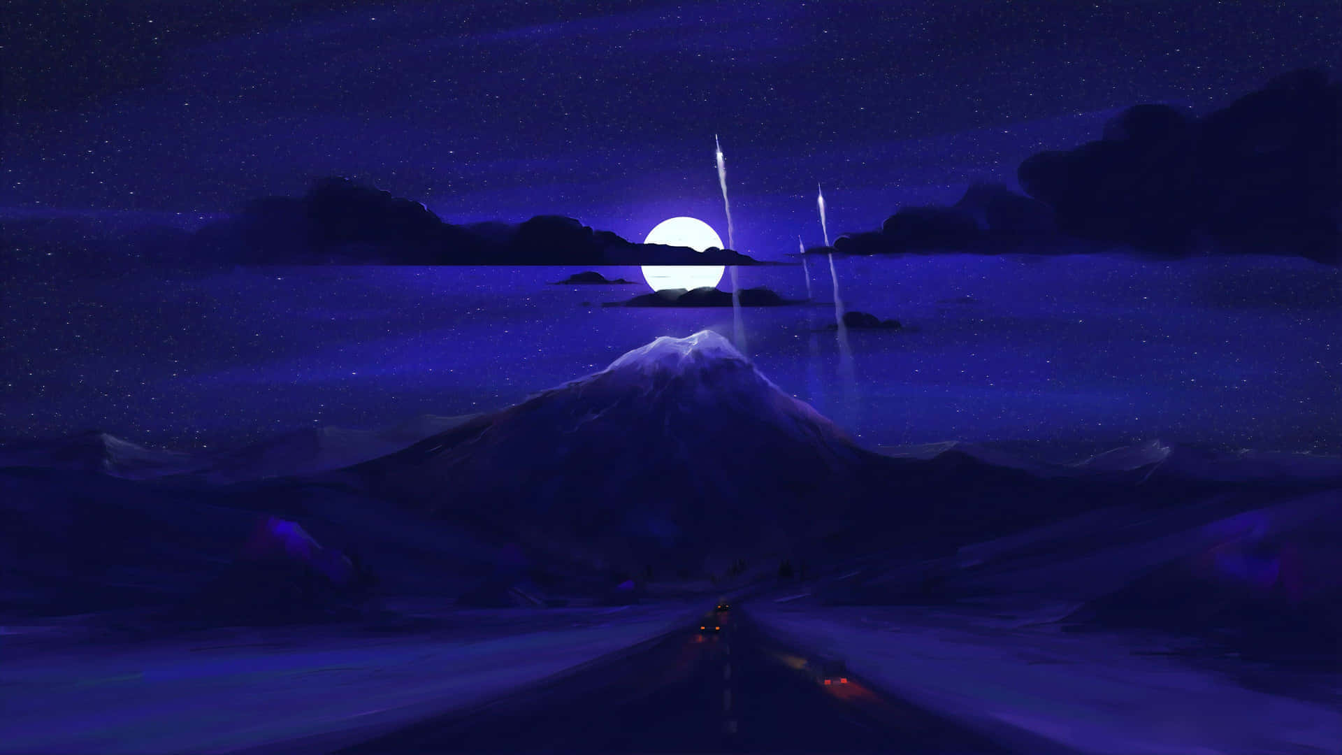 1920x1080 Download Serenity Blue Night Mountain Landscape Wallpaper