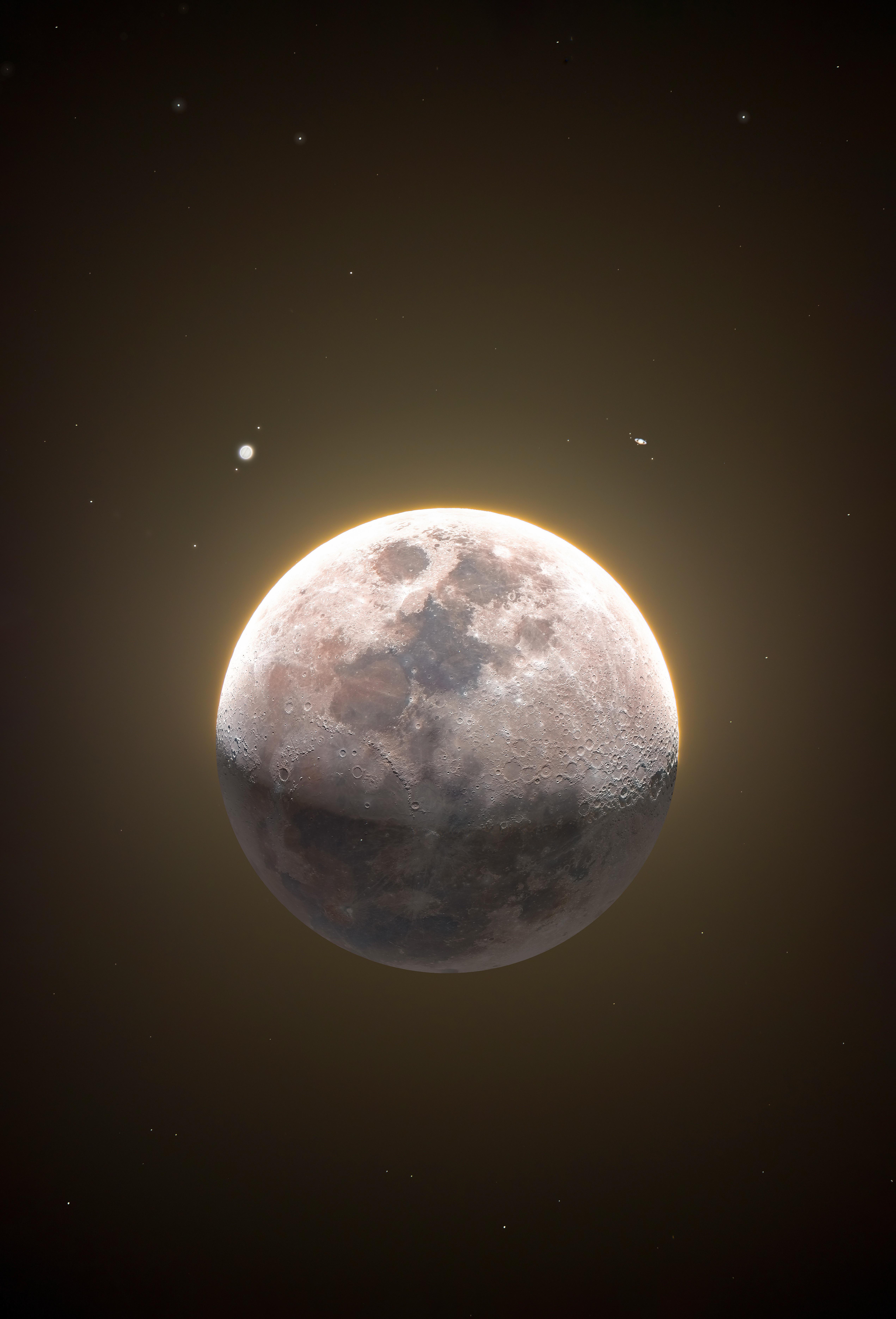 5083x7484 The Moon, Jupiter, and Saturn
