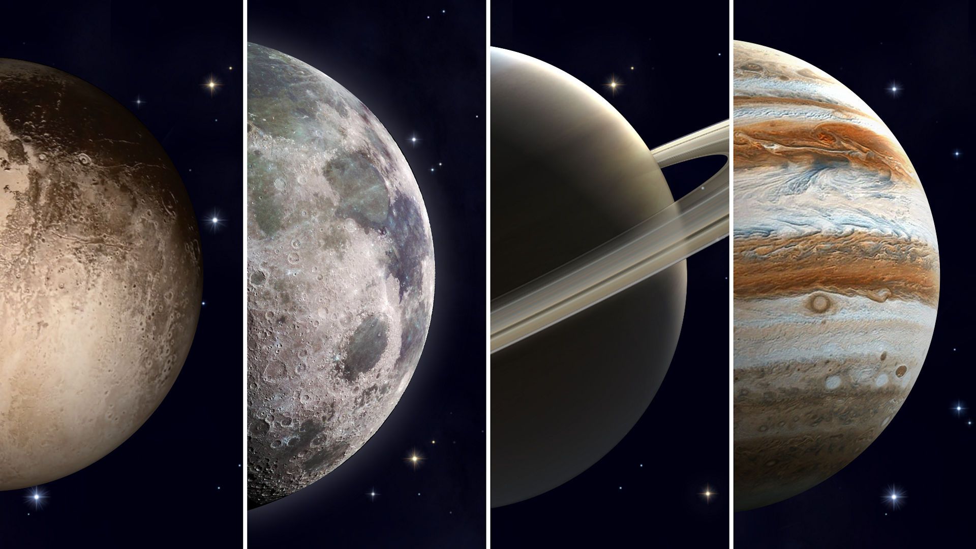 1920x1080 The Moon Meets Jupiter, Saturn and Pluto